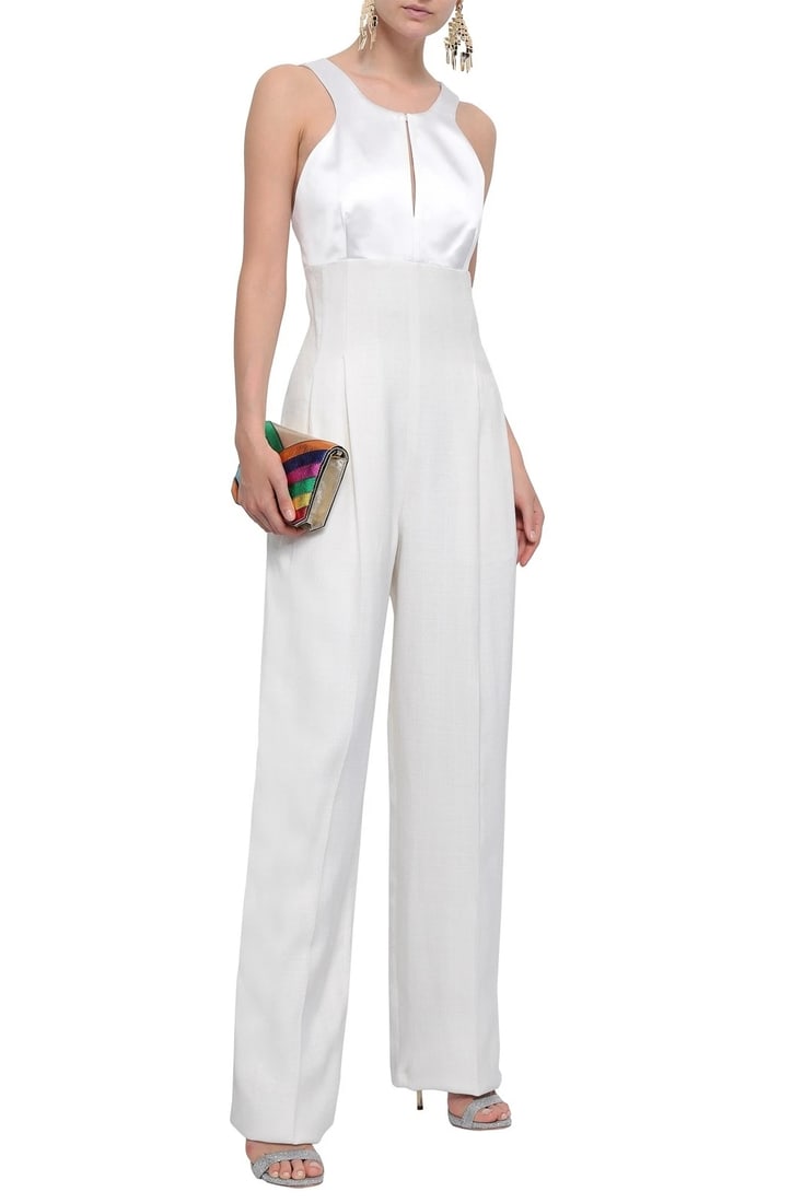 Roberto Cavalli Pleated Silk-Blend Jumpsuit US6 IT42 Off White Made in Italy NWT (1 of 5)