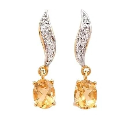 2.06 Ct Citrine Diamond 18K Gold Plated Earrings (1 of 2)