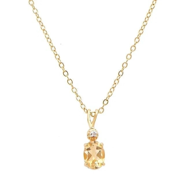 1.03 Ct Citrine Diamond 18K Gold Plated Necklace (1 of 2)