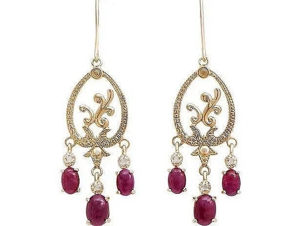 4.59 Ct Diamond Ruby Sterling Silver (925) Earrings (1 of 3)