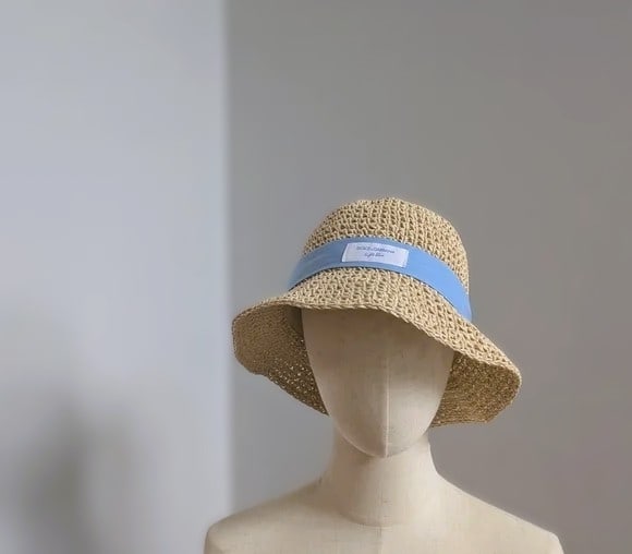 Dolce & Gabbana "Light Blue" Raffia Sun Hat Foldable - Made in Italy - Blue Band - 24" (60cm) - NWT (1 of 15)