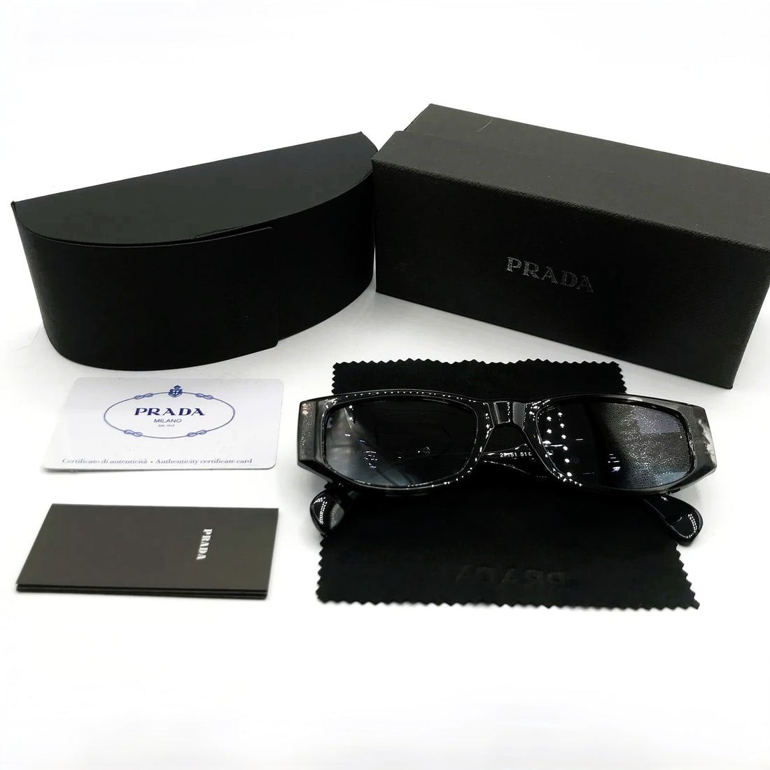 Prada Black Rectangular Sunglasses w/ Case, Box & Certificate Card (1 of 3)
