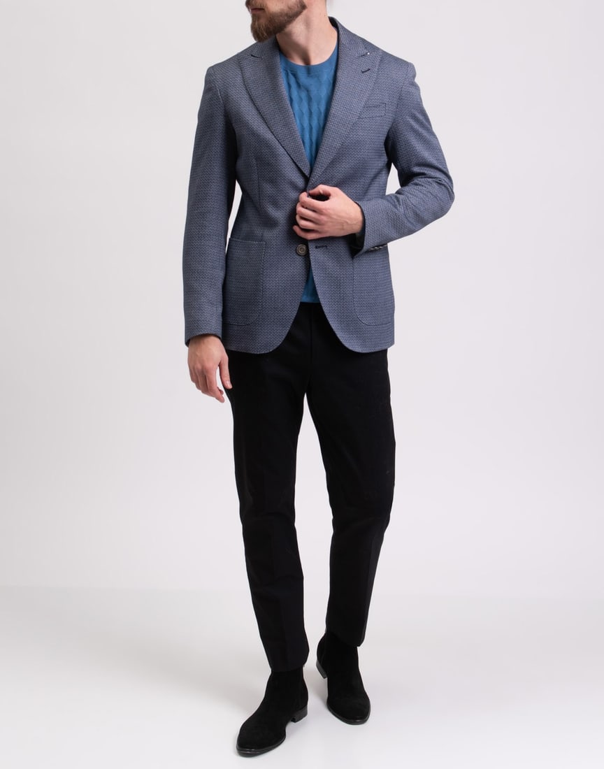 IMPORTED MSRP €619 MESSAGERIE Blazer Jacket IT48 Blue Wool Blend Italy: MESSAGERIE tailored blazer jacket in blue featuring single-breasted construction, structured silhouette, and wool-blend fabrication. Italian-made menswear blazer designed with contemporary tailoring a