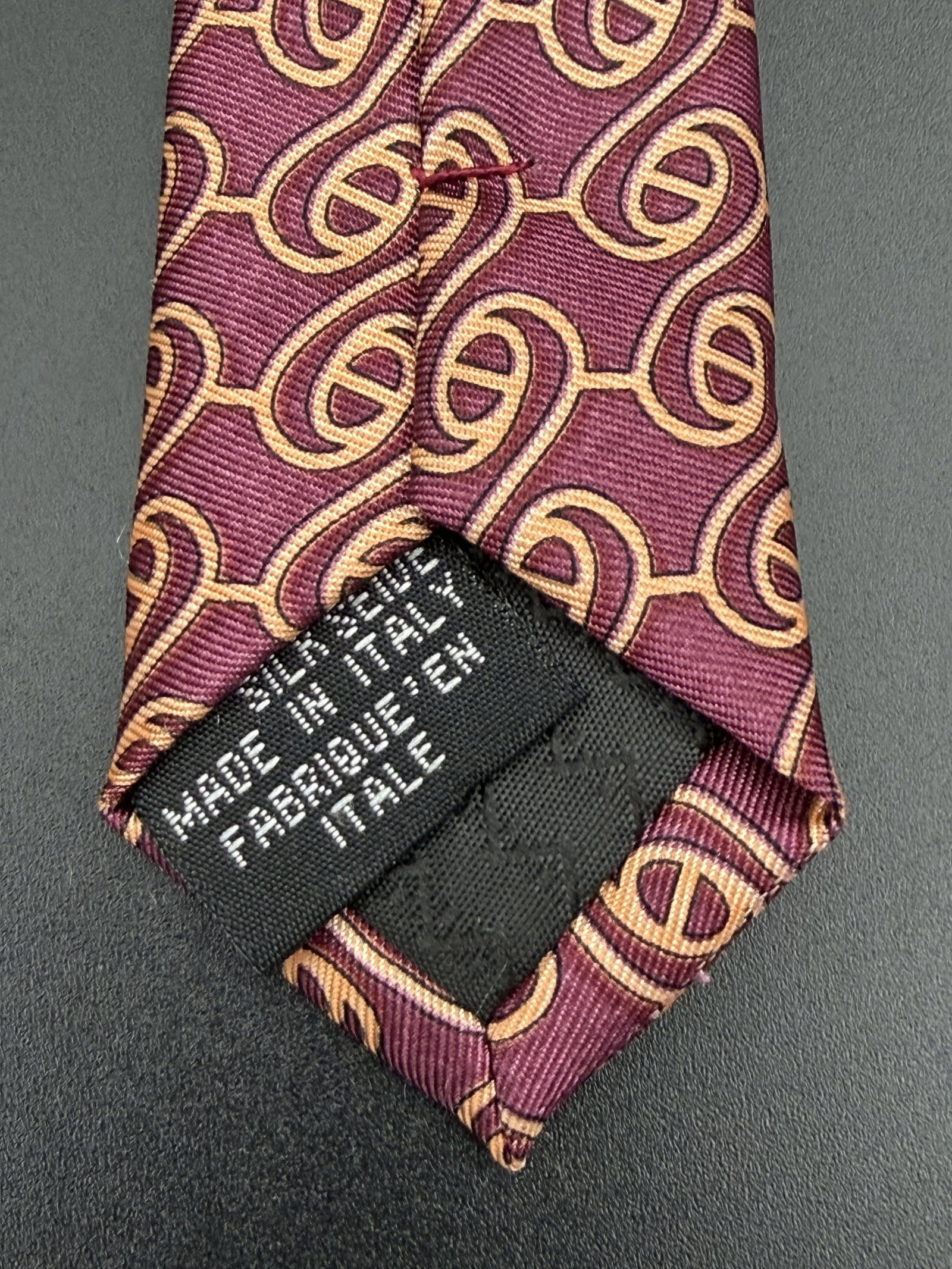 Designer Cream Mauve Necktie w/ Interlocking Loop Pattern - 8