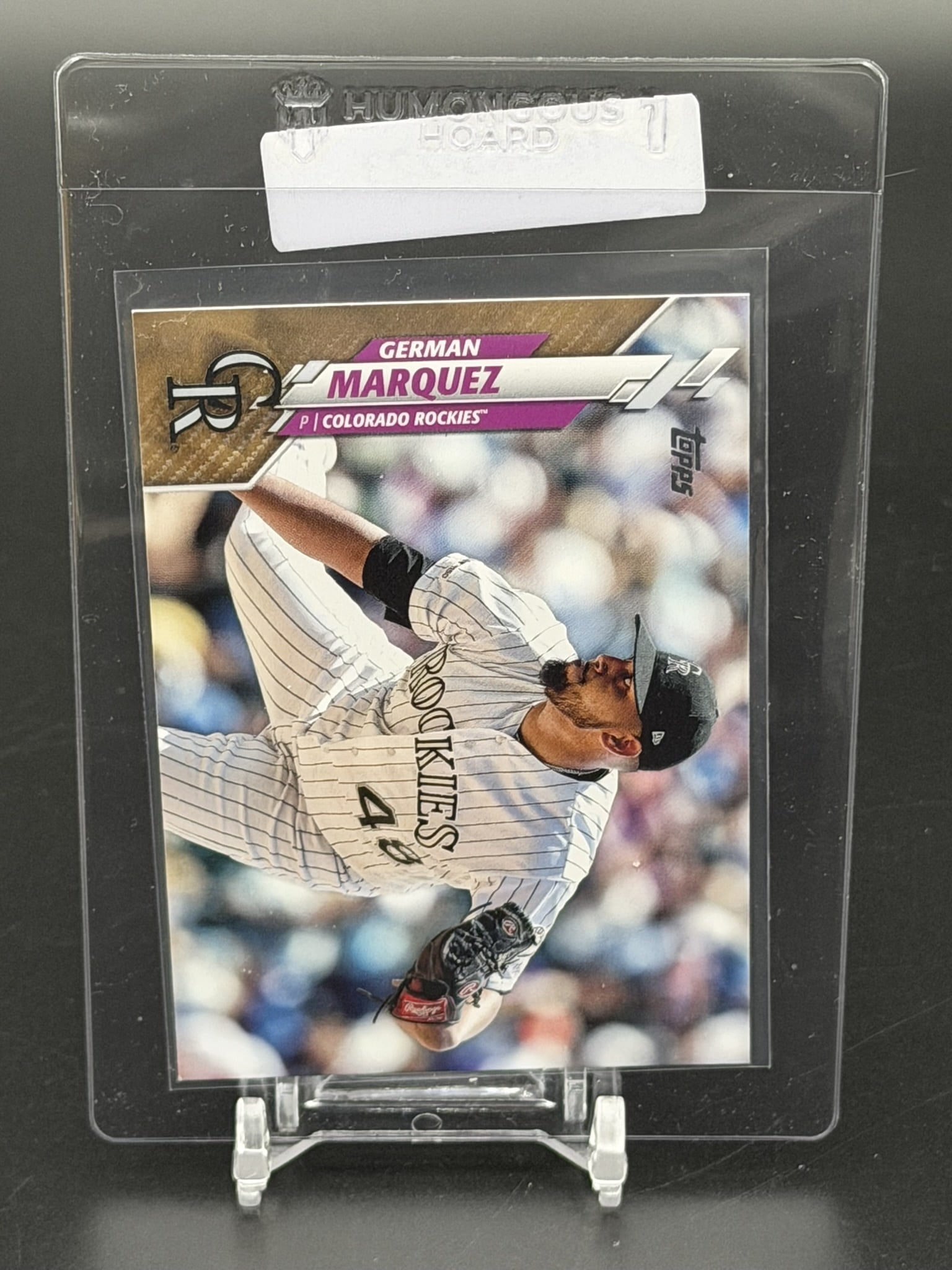 2020 Topps German Márquez Gold Parallel #126 Serial Numbered 1665/2020 Rockies: Official 2020 Topps Baseball Gold Parallel card featuring German Márquez, starting pitcher for the Colorado Rockies. Card #126 is individually serial-numbered 1665/2020, matching the annual Gol