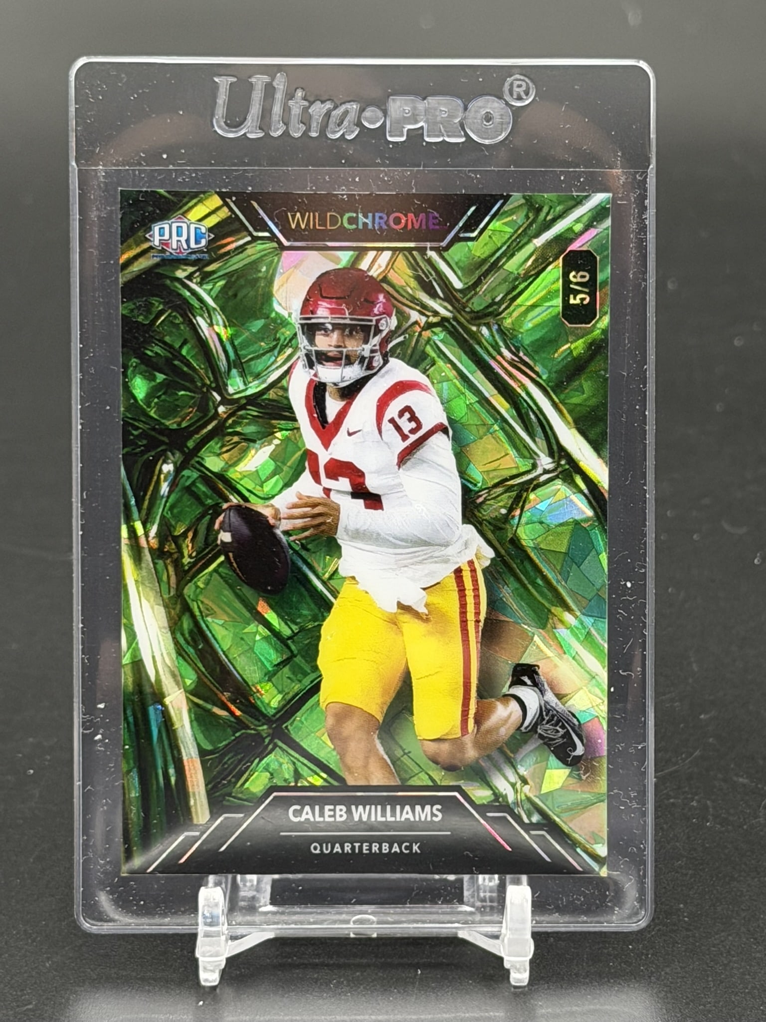 2023 Wild Card WildChrome PRC Caleb Williams Green Crystal SP RC 5/6 (1 of 3)