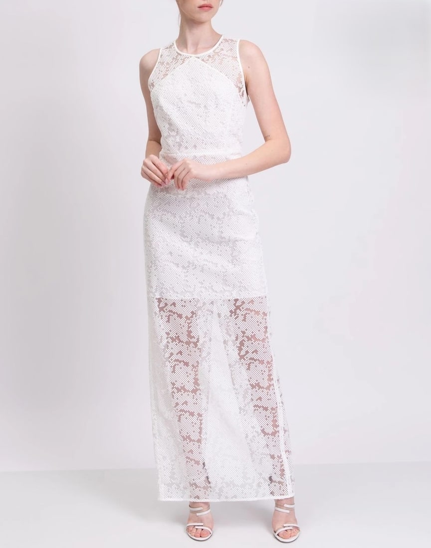 IMPORTED MSRP €730 Diane Von Furstenberg Tulle Wedding Gown US 6 Embroidered White NWT: Diane Von Furstenberg Tulle Overlay Wedding Gown in White featuring delicate embroidery and sheer layered construction. This elegant designer bridal gown embodies refined femininity with contemporary 
