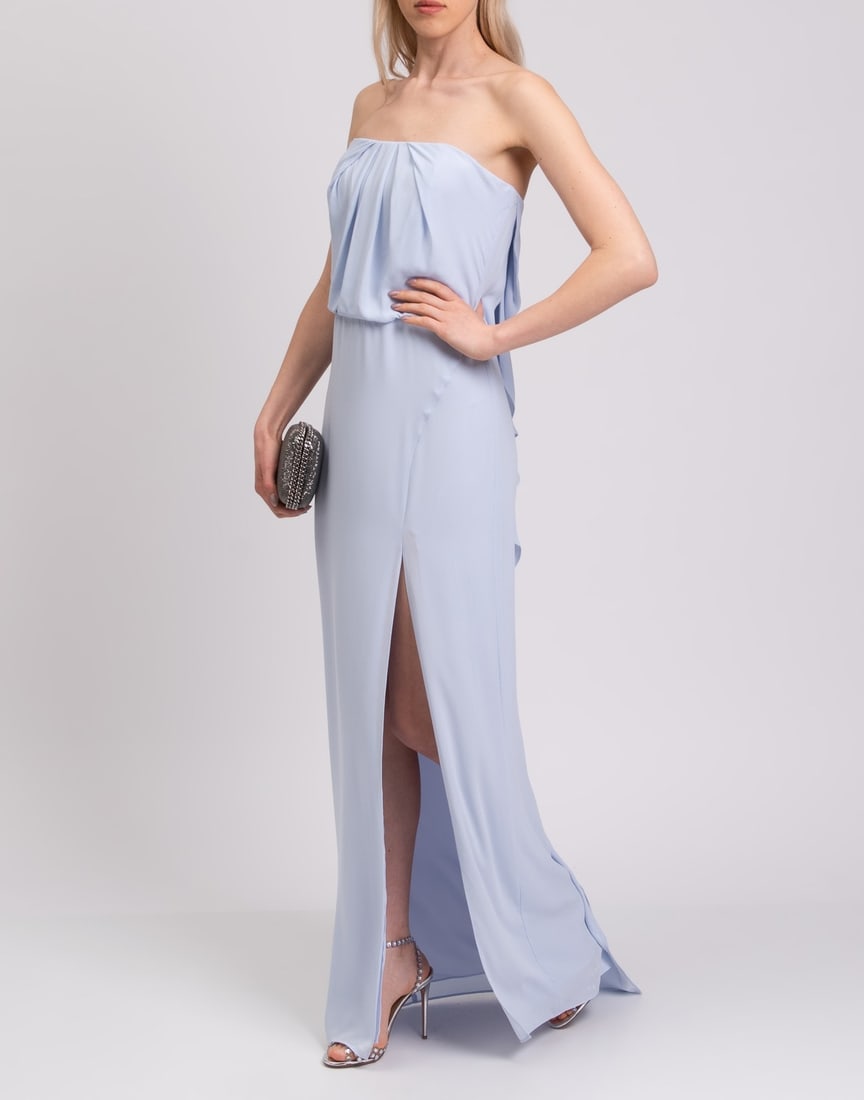 IMPORTED MSRP €513 HALSTON Maxi Gown US6 UK10 IT42 M Pleated Slit Draped NWT (1 of 8)