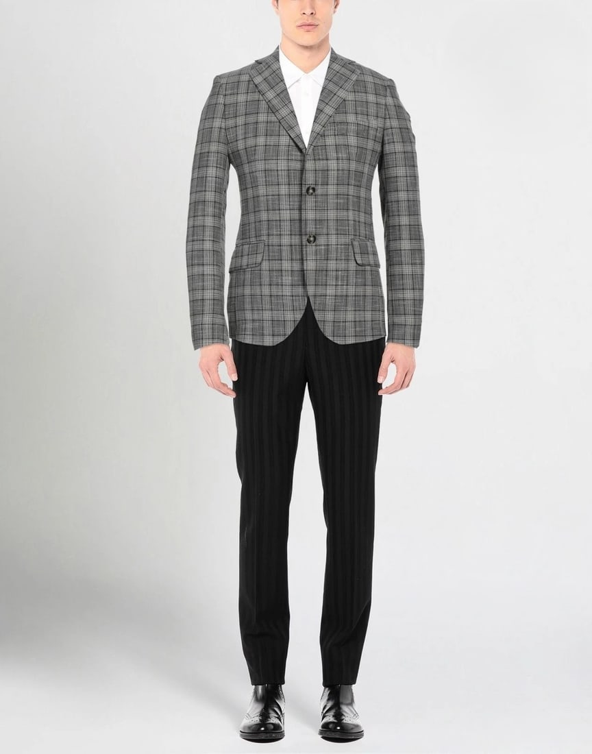 IMPORTED MSRP €750 TELA-N Blazer Jacket US36 S Grey Check Single-Breasted Made in Italy NWT (1 of 5)