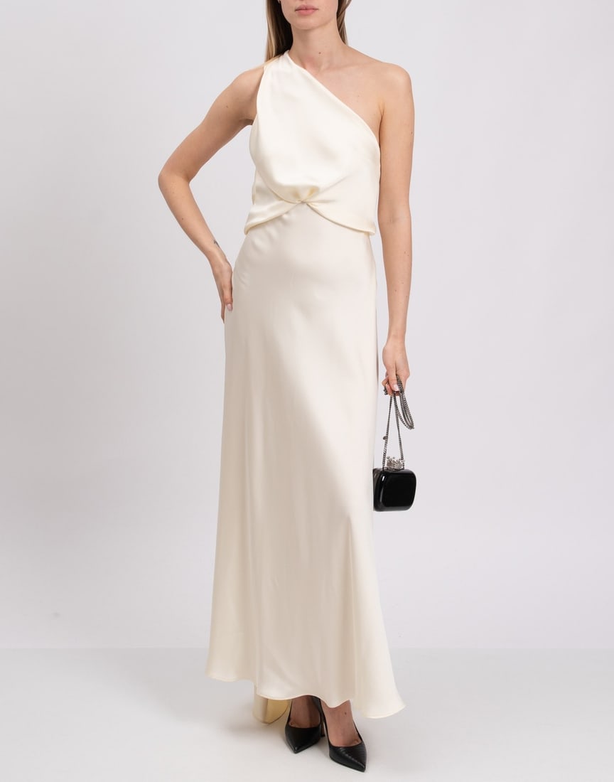 IMPORTED MSRP €740 PHILOSOPHY DI LORENZO SERAFINI Satin Evening Gown IT44 US8 UK12 L Draped NWT (1 of 10)