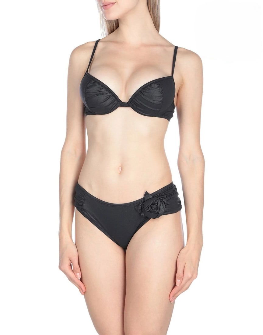 IMPORTED MSRP €325 MOSCHINO SWIM Bikini Set US 6 / S Black Stretch Padded Cups (1 of 3)