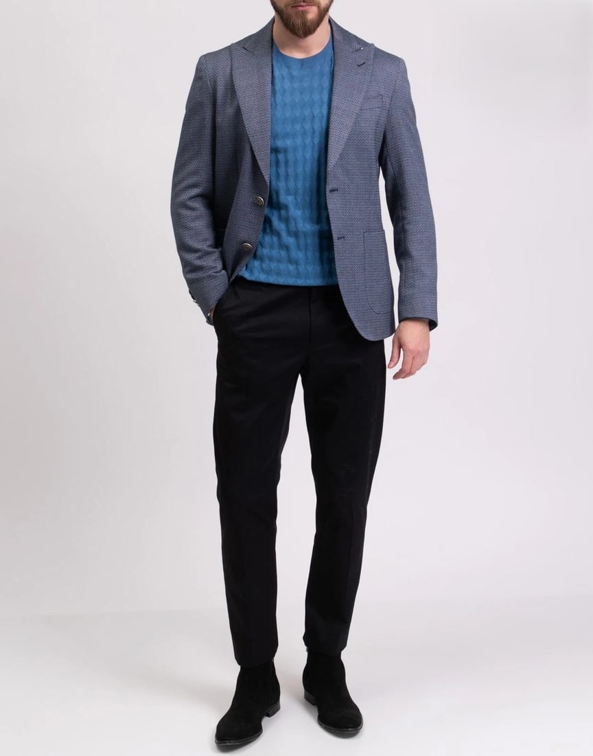 IMPORTED MSRP €619 MESSAGERIE Blazer Jacket IT48 Blue Wool Blend Italy (1 of 7)