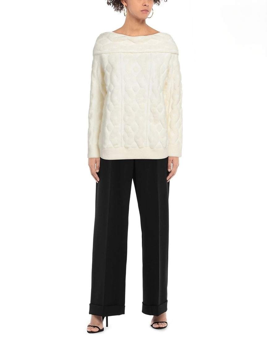 IMPORTED MSRP €1,295 Blumarine Mohair Wool Jumper US 6 M Ivory NWT (1 of 6)