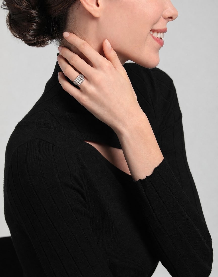 IMPORTED MSRP €220 DSQUARED2 Cocktail Ring Size S UK-L 1/2 52 Rhinestones Made in Italy NWT (1 of 9)