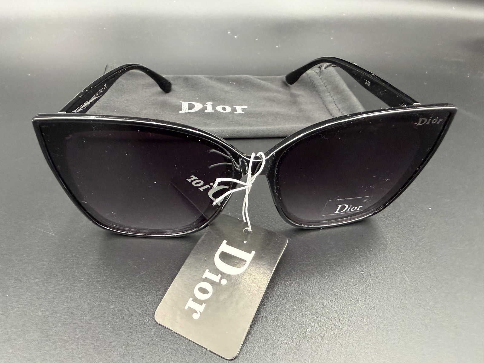 MSRP $795 DIOR Oversized Cat-Eye Sunglasses Black w/ Pouch NWT (Unauthenticated) (1 of 12)