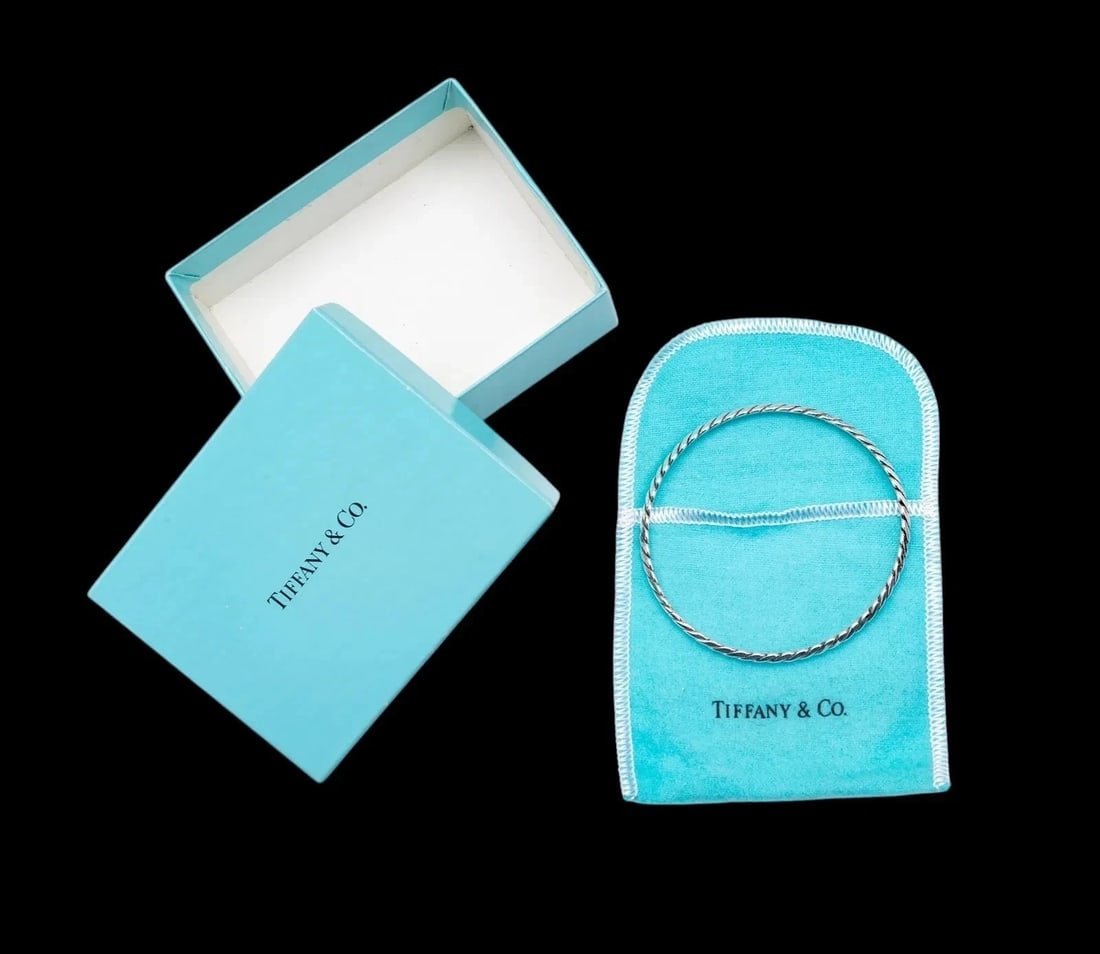 MSRP $895 TIFFANY & CO. Twist Rope Sterling Silver (925) Bangle 11.84 g w/ Box & Pouch (Unau (1 of 5)