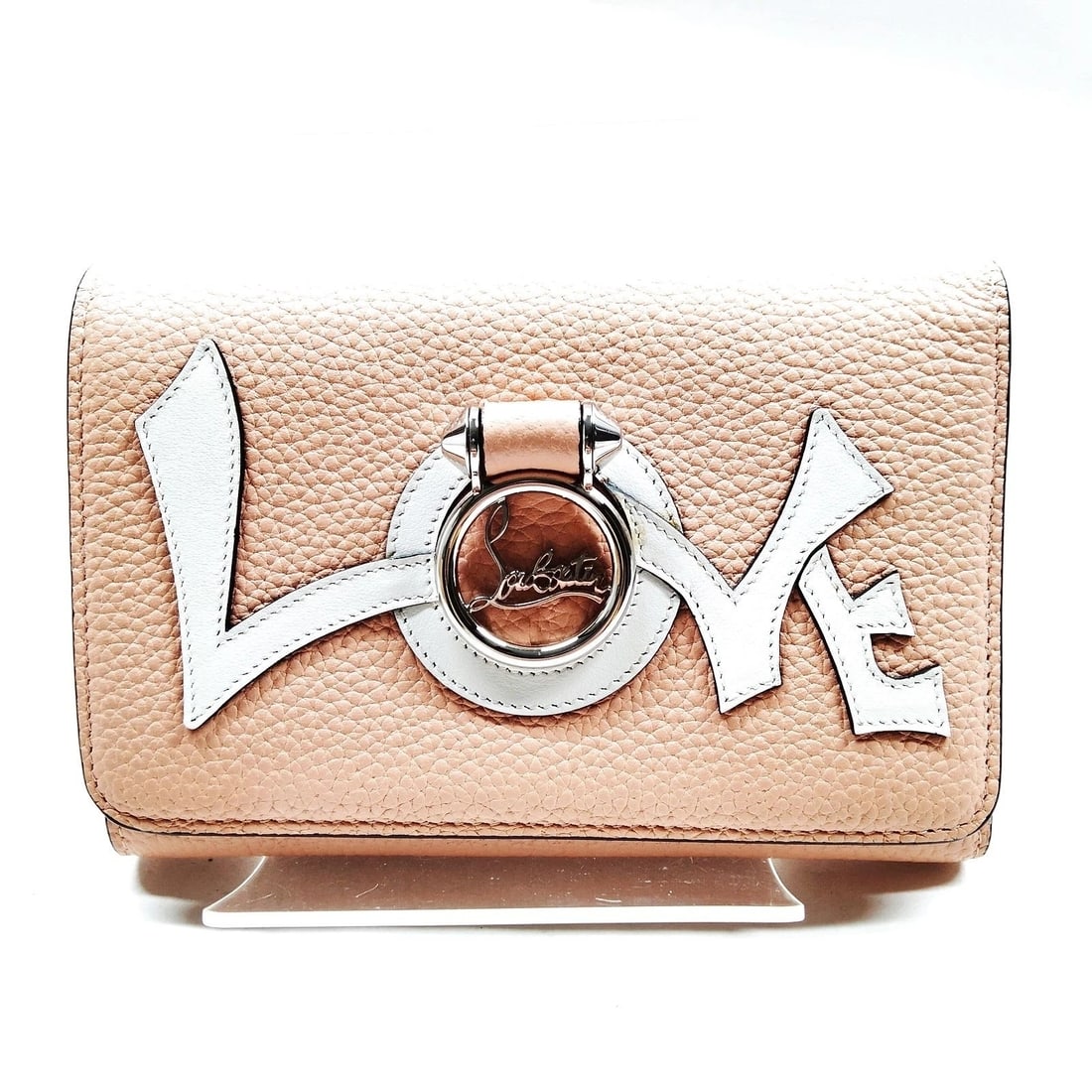MSRP $1,395 CHRISTIAN LOUBOUTIN Pink Leather Wallet Love (Unauthenticated): PLEASE READ: This item has not been authenticated by Atomic Pear. Please ask absolutely any questions or request additional photographs before you bid. Thank you! Love, Atomic Pear Christian Louboutin