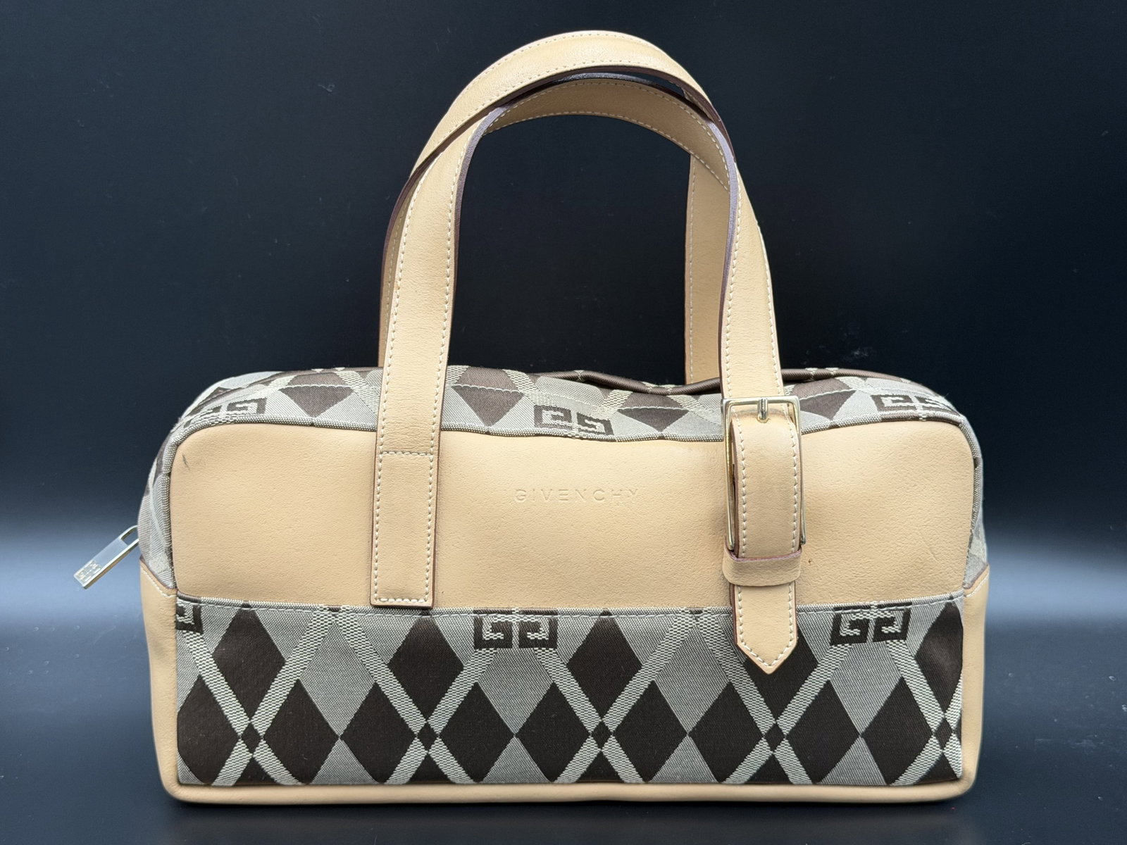 MSRP $1,495 GIVENCHY Monogram Canvas Satchel Beige Brown (Unauthenticated): PLEASE READ: This item has not been authenticated by Atomic Pear. Please ask absolutely any questions or request additional photographs before you bid. Thank you! Love, Atomic Pear Givenchy satchel fe
