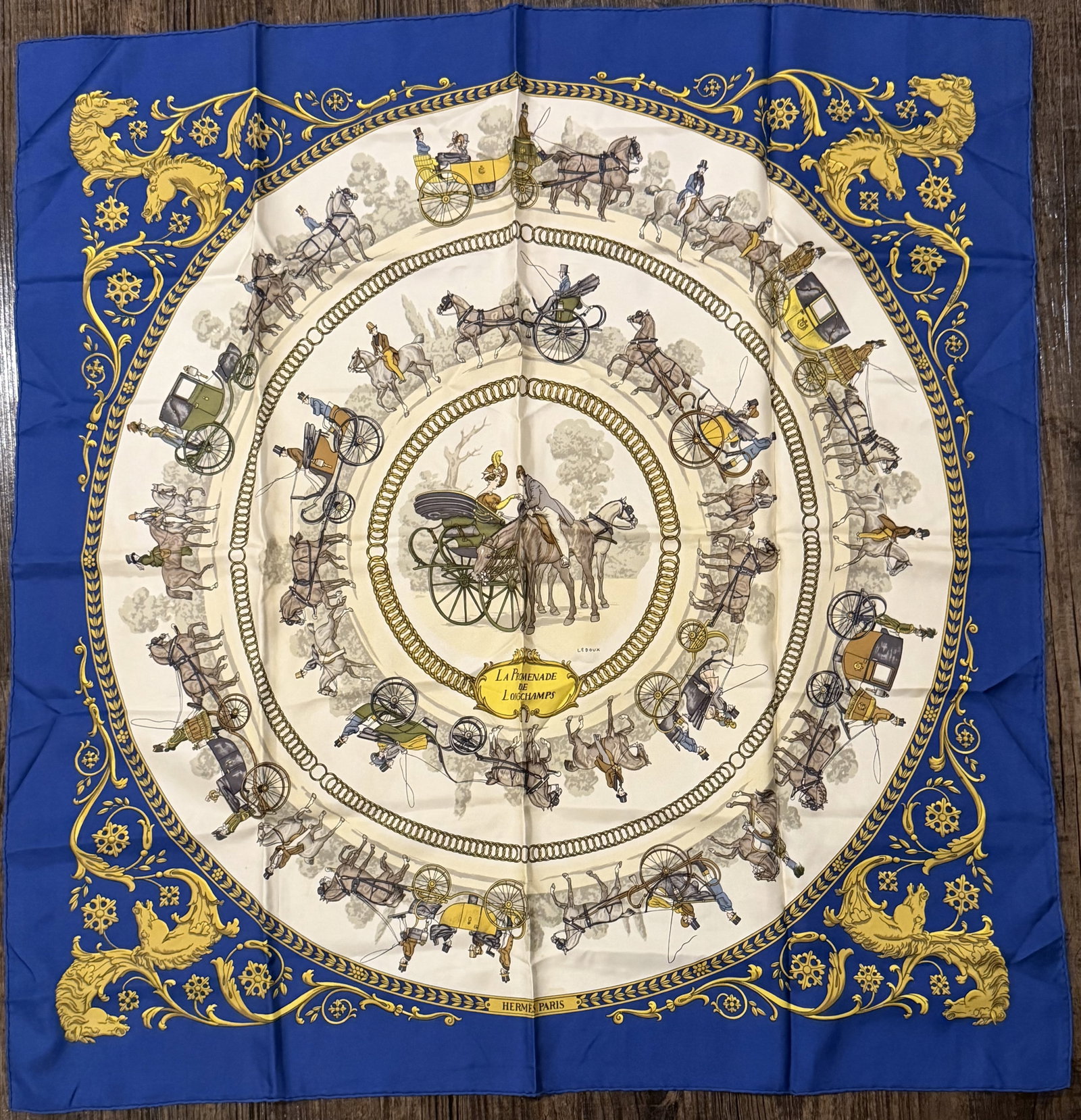 MSRP $895 HERMÈS "La Promenade de Longchamps" 100% Silk Scarf France (Unauthenticated) (1 of 11)