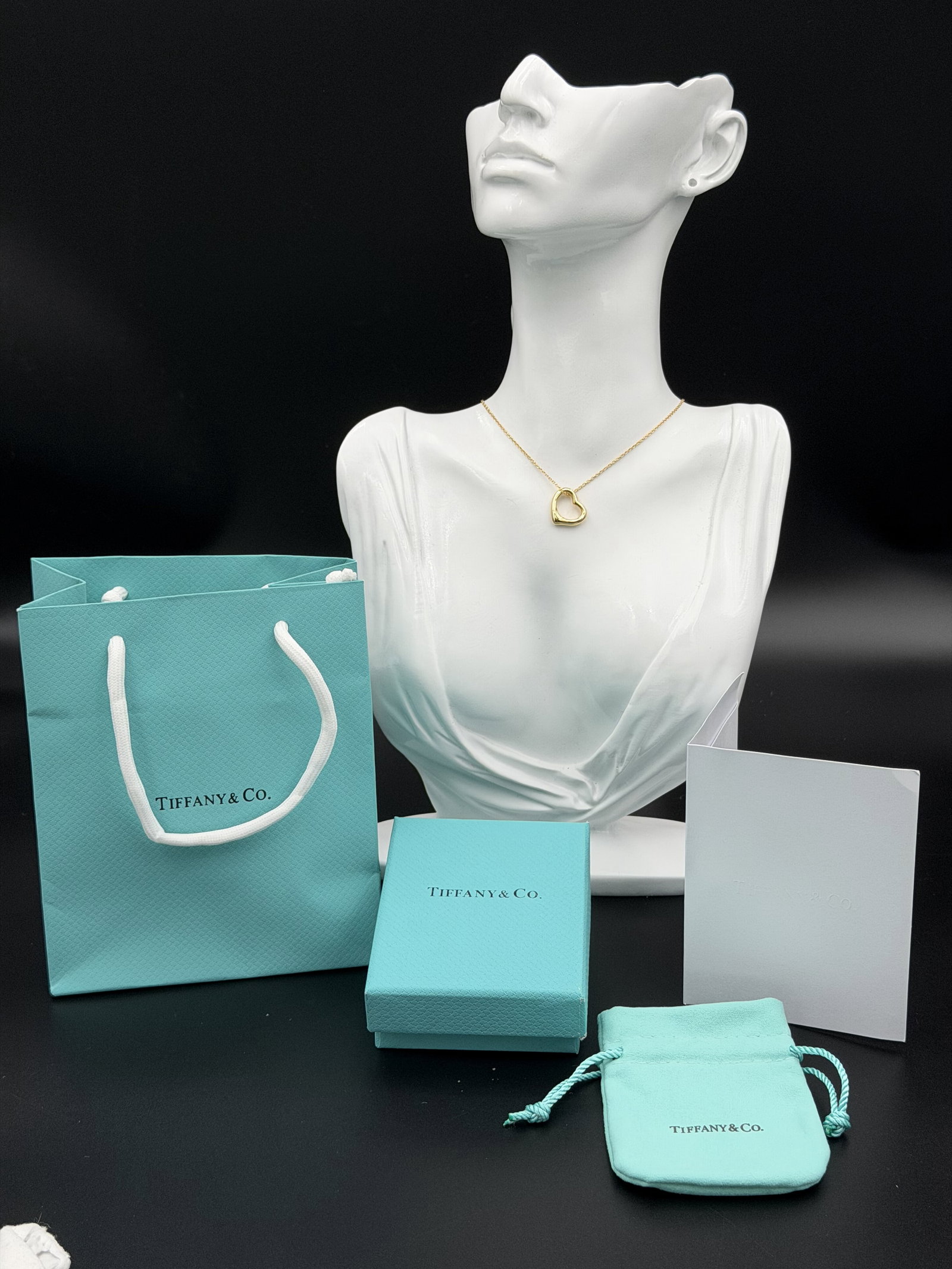 MSRP $3,250 TIFFANY & CO. Elsa Peretti Open Heart Necklace 18K Gold 3.3 g w/ Box, Pouch & (U: PLEASE READ: This item has not been authenticated by Atomic Pear. Please ask absolutely any questions or request additional photographs before you bid. Thank you! Love, Atomic Pear TIFFANY & CO. Elsa 