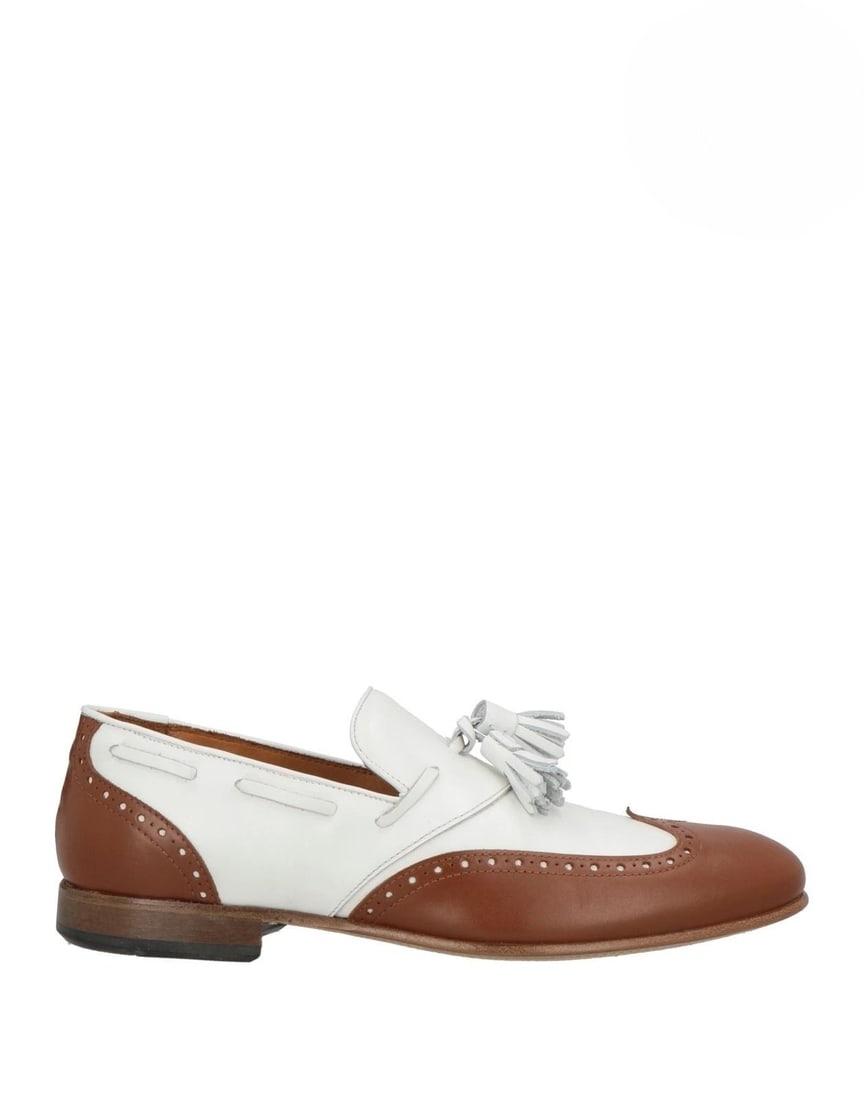 IMPORTED MSRP €457 GIOVANNI CONTI Leather Tassel Loafers US11 White Brown Made in Italy NIB (1 of 6)