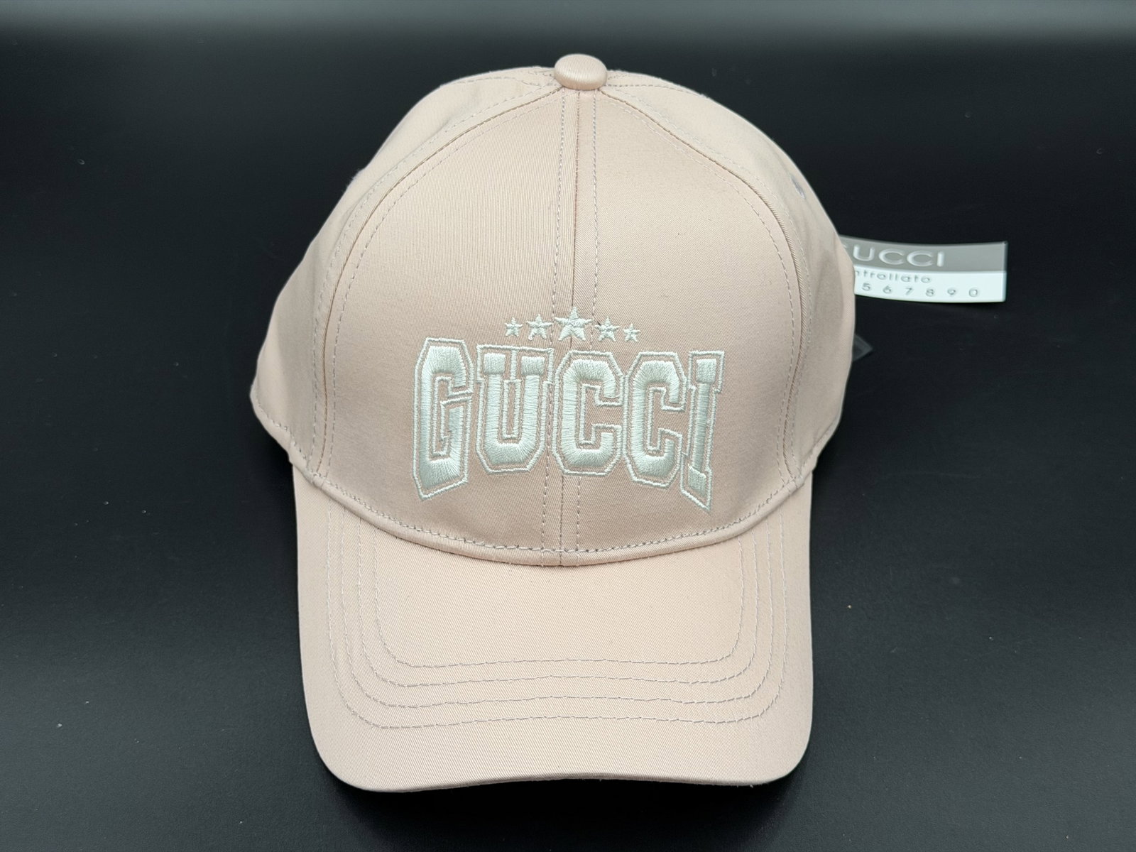 MSRP $620 Gucci Embroidered Logo Baseball Cap 90% Merino Wool 10% Cashmere Beige Italy Sz M (Una: PLEASE READ: This item has not been authenticated by Atomic Pear. Please ask absolutely any questions or request additional photographs before you bid. Thank you! Love, Atomic Pear Premium Gucci baseb