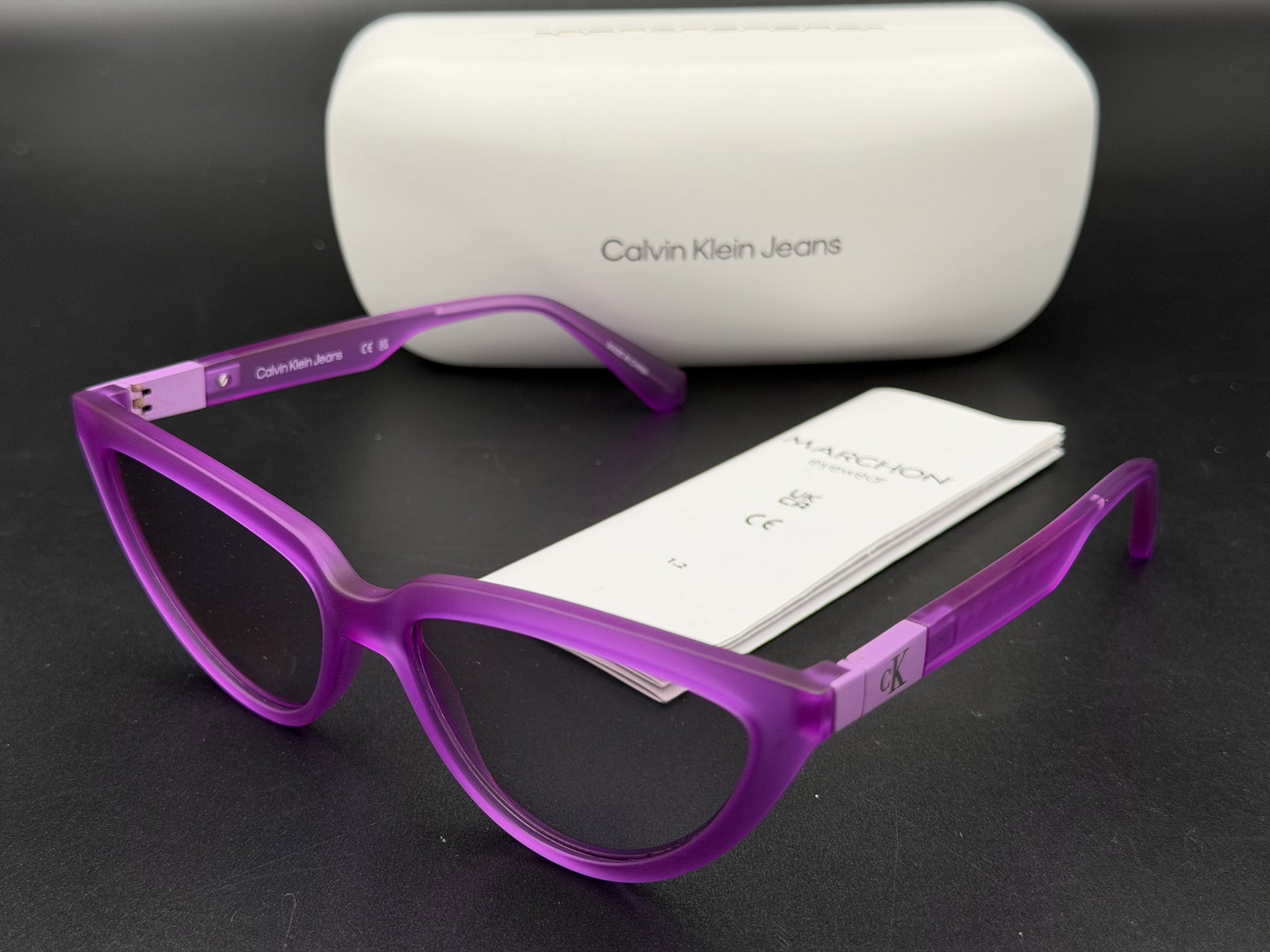 MSRP $388 Calvin Klein Jeans CKJ23658S Purple Cat Eye Sunglasses 56mm NWOT w/ Case (Unauthenticated): PLEASE READ: This item has not been authenticated by Atomic Pear. Please ask absolutely any questions or request additional photographs before you bid. Thank you! Love, Atomic Pear Make a bold stateme