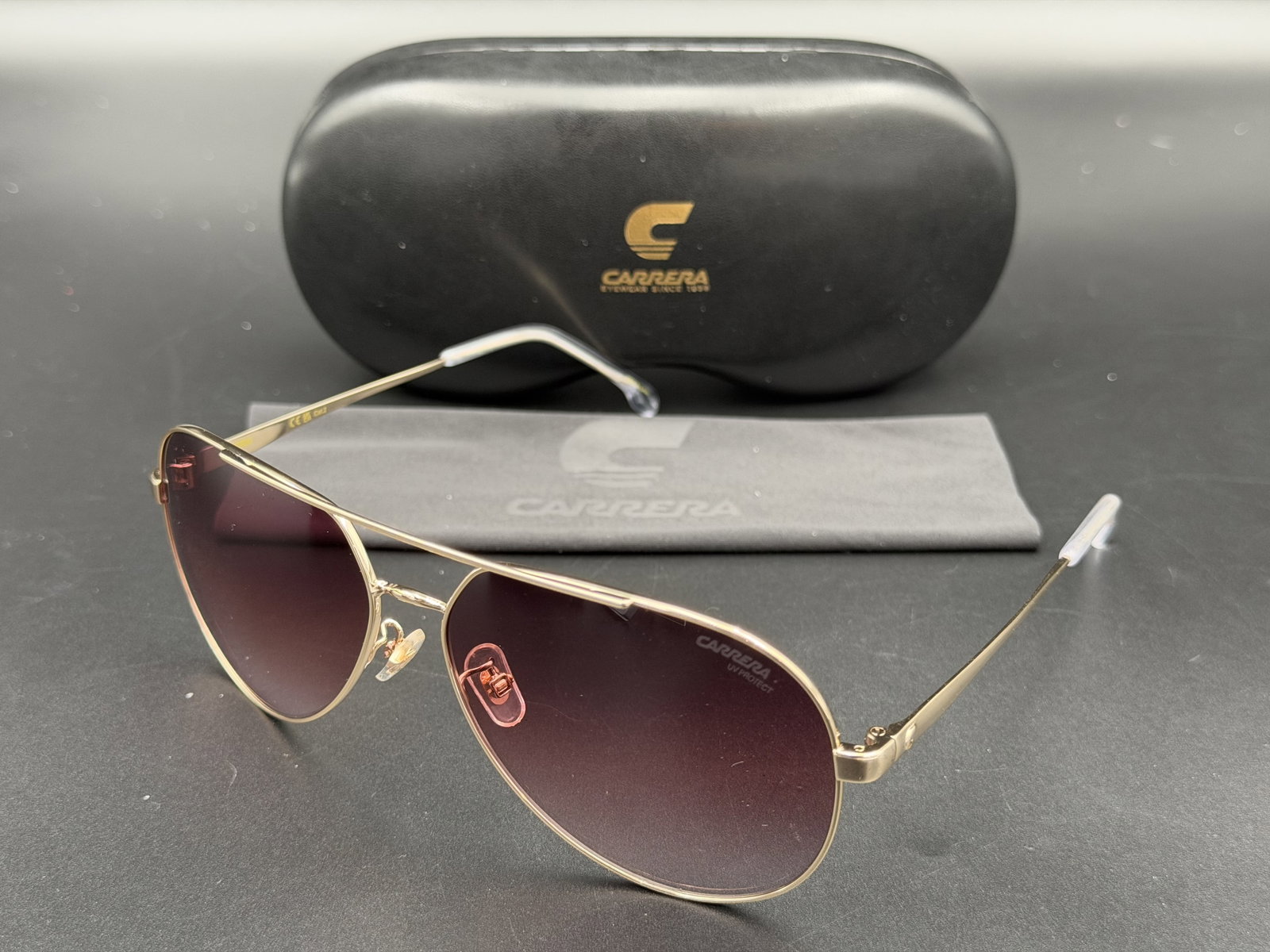 MSRP $249 Carrera 3006/S Gold Aviator Sunglasses NOAUQ 63-13-140 NWOT w/ Case (Unauthenticated) (1 of 13)