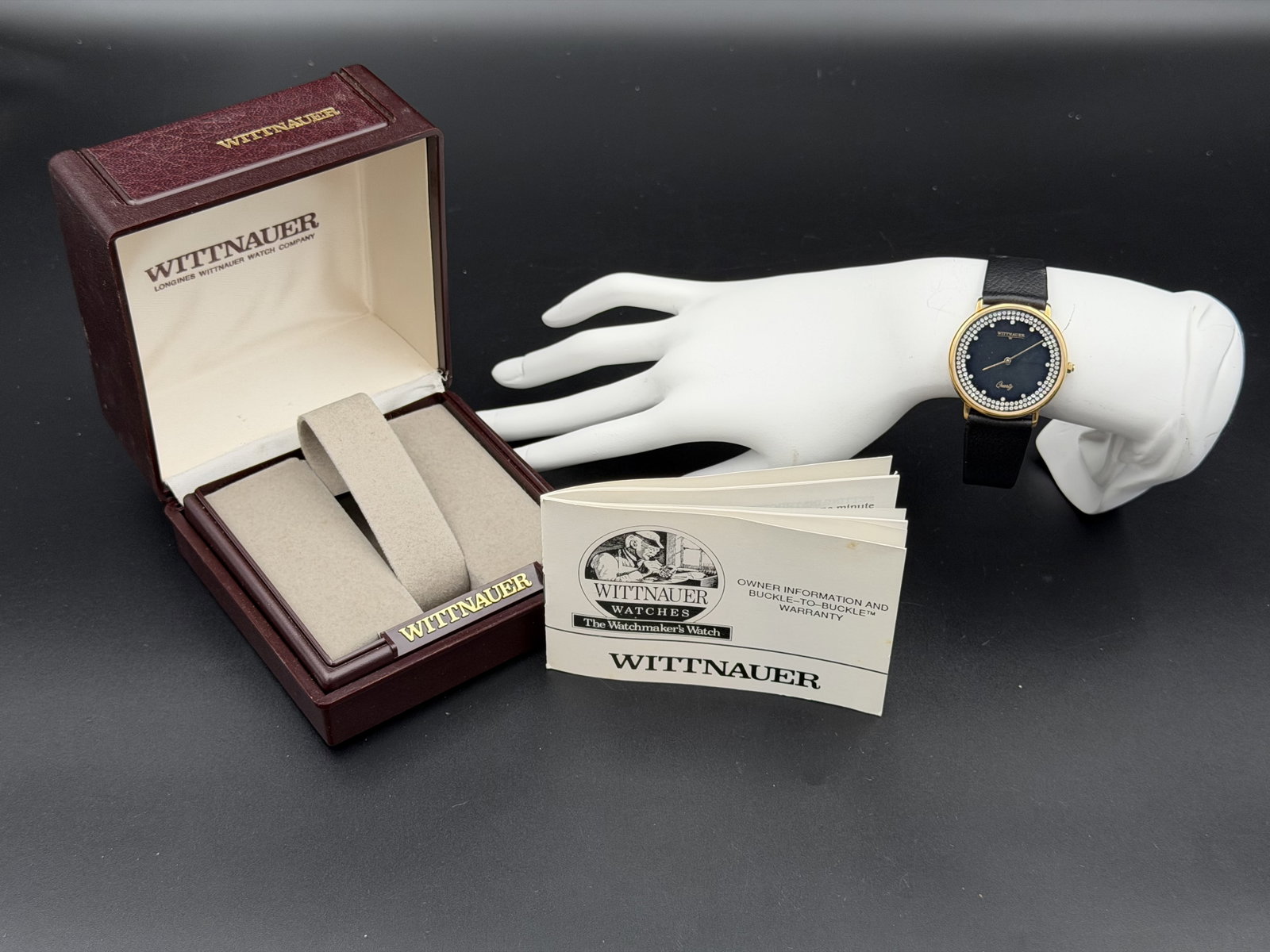MSRP $895 Vintage Wittnauer Longines Gold-Tone Crystal Floating Dial Quartz Watch Box Set (Unau (1 of 16)