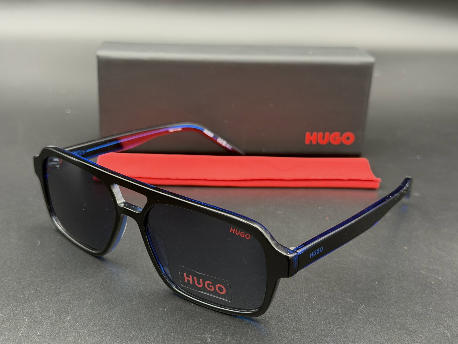 MSRP $265 HUGO Boss HG 1241/S Black Blue Sunglasses HG1241/S D51KU 56 NWOT in Case (Unauthenticated) (1 of 14)