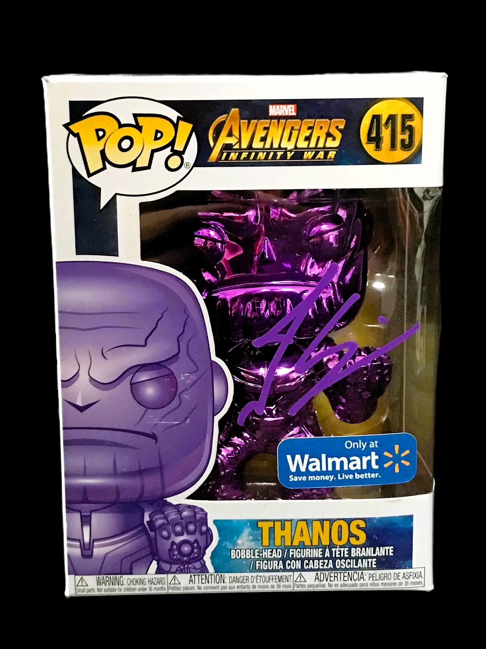 Josh Brolin Signed Thanos Funko Pop! #415 (Purple Chrome Walmart) KB COA (1 of 2)