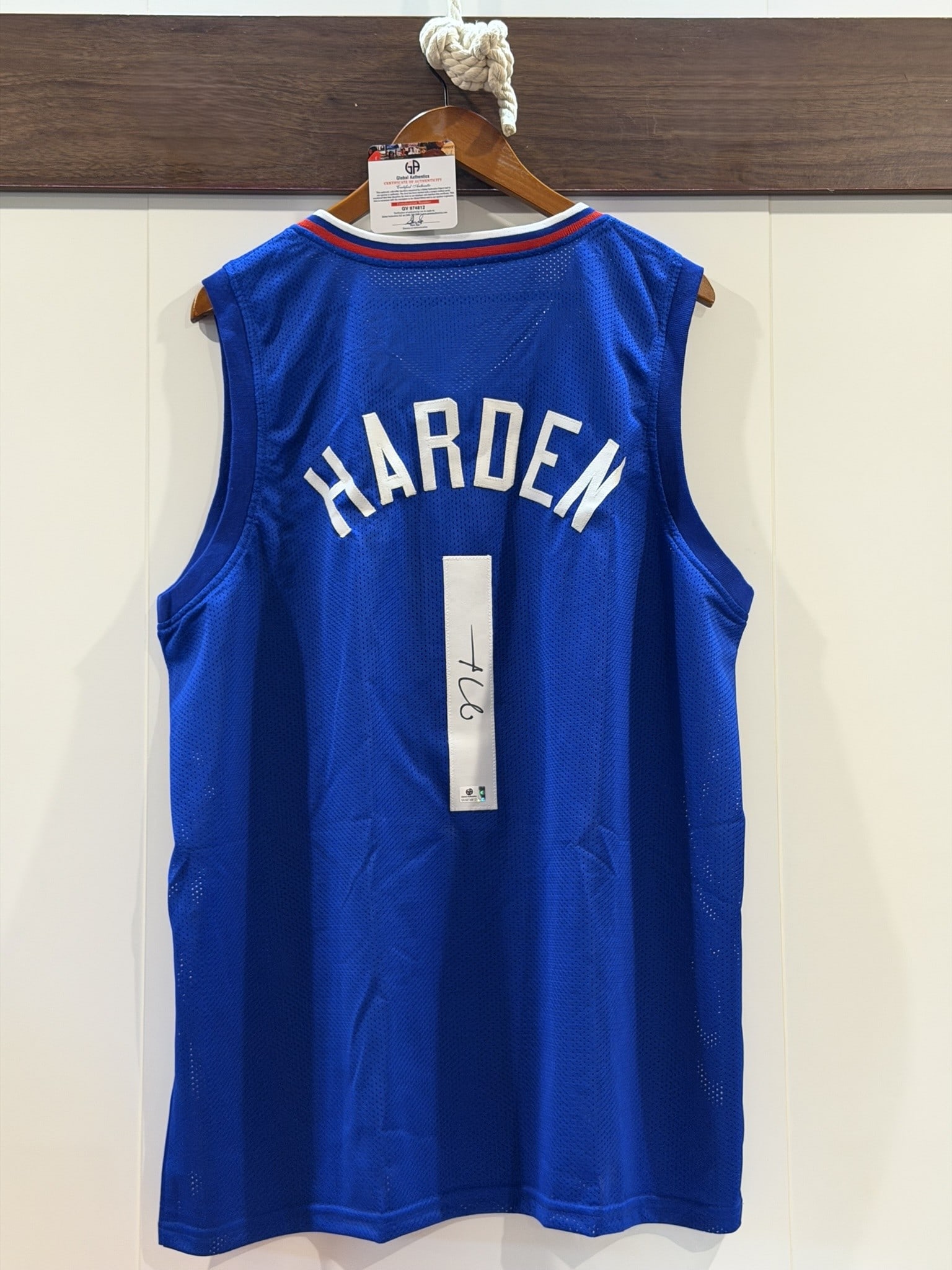 James Harden Signed LA Clippers #1 NBA Jersey GA COA NWOT: Los Angeles Clippers basketball jersey personally signed by James Harden in black marker across the reverse number "1." The jersey features Harden nameplate, player number 1, Los Angeles team letterin