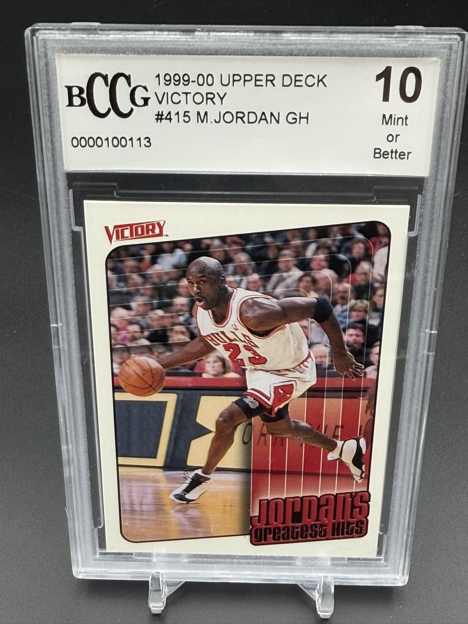 1999-00 Upper Deck Victory Michael Jordan Greatest Hits #415 BCCG 10 Mint Chicago Bulls Card (1 of 4)