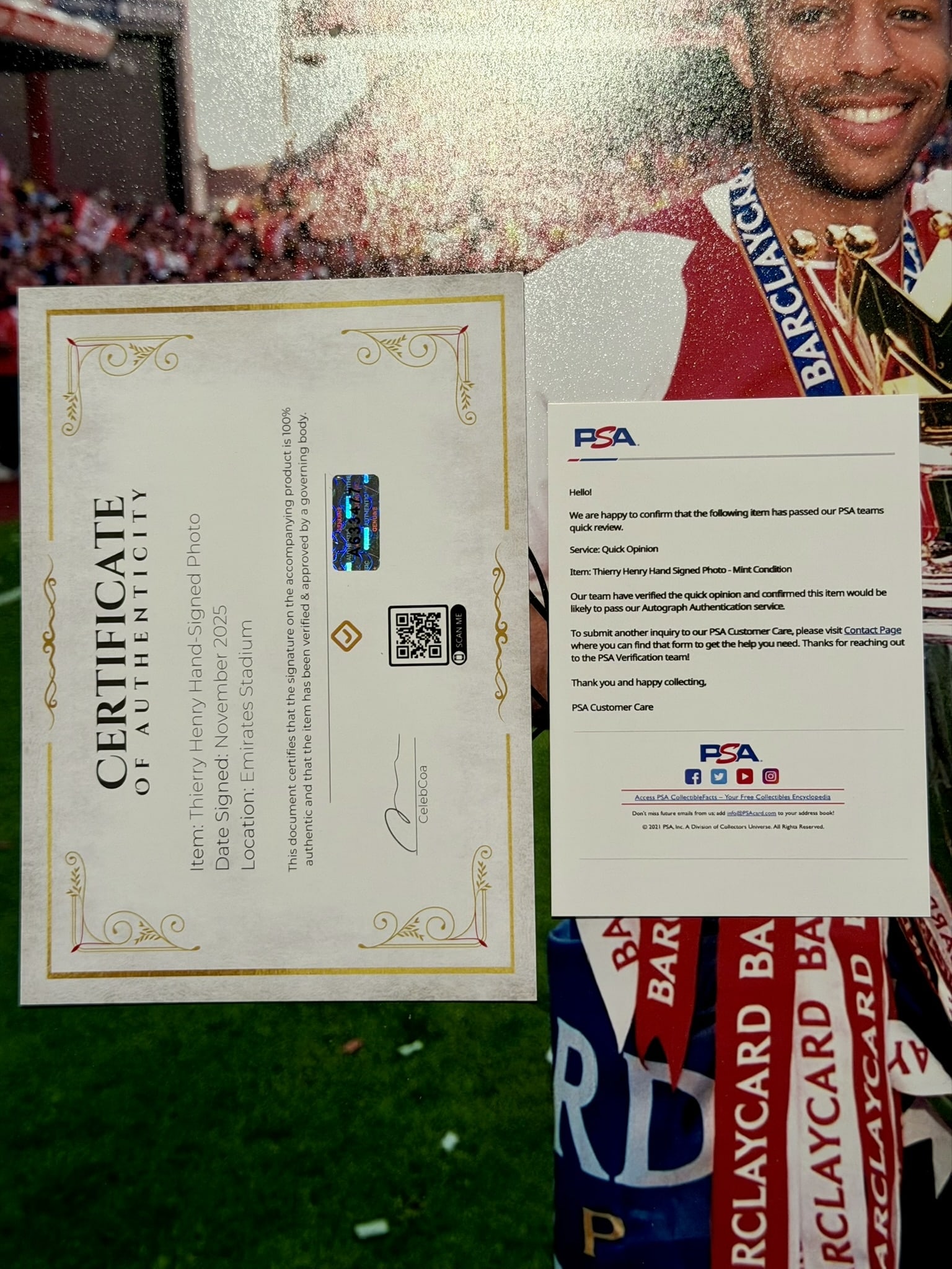 Thierry Henry & Dennis Bergkamp Signed Arsenal Invincibles Photo PSA & CelebCoa COAs 16" × 12" (1 of 10)