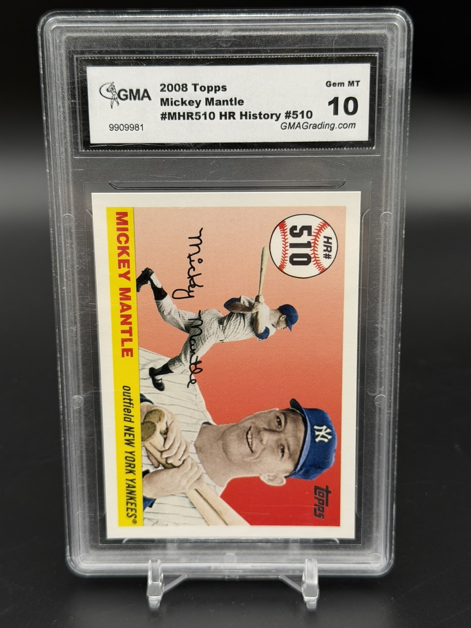 2008 Topps Mickey Mantle Home Run History #MHR510 HR #510 GMA Gem Mint 10 (1 of 7)