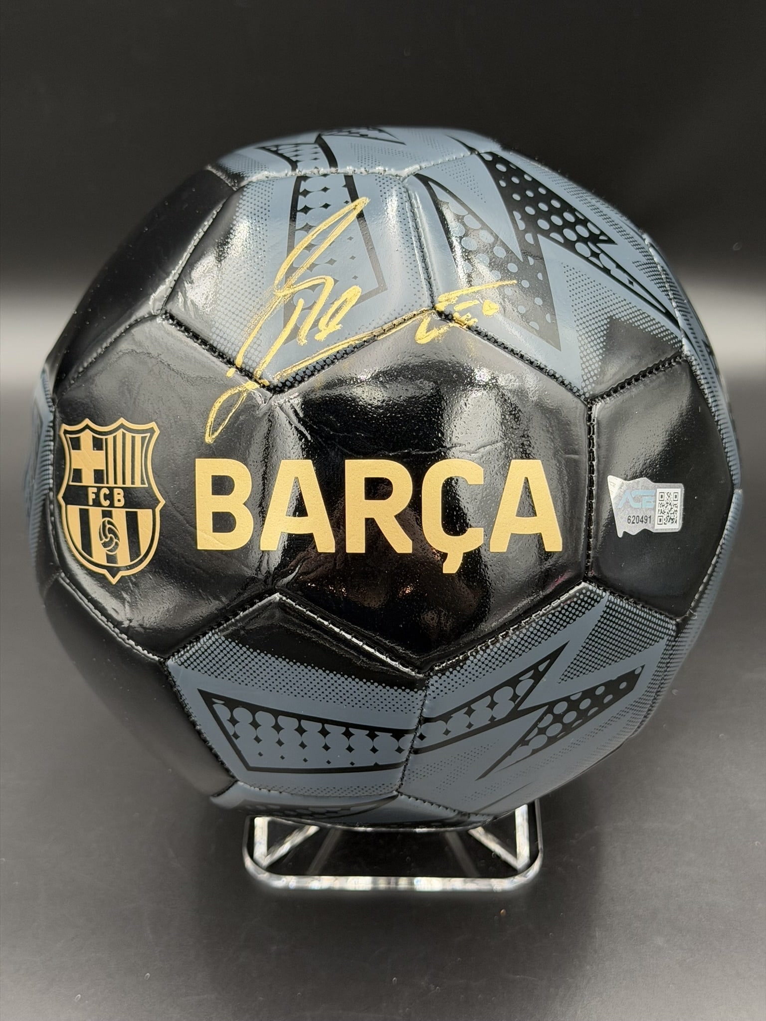 Lionel Messi Signed Official FC Barcelona Soccer Ball / Football in Metallic Marker w/ COA: Official FC Barcelona soccer ball signed by Lionel Messi in metallic marker. Messi’s Barcelona–era signatures are among the most sought–after football autographs, representing his hi