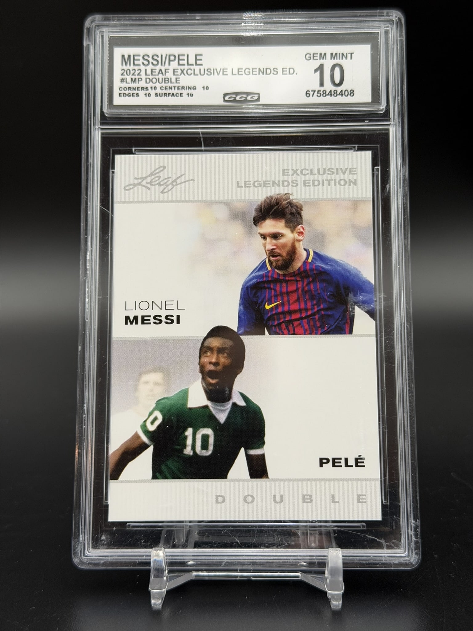 2022 Leaf Exclusive Legends Lionel Messi & Pelé Double CCG Gem Mint 10 Soccer Card (1 of 6)
