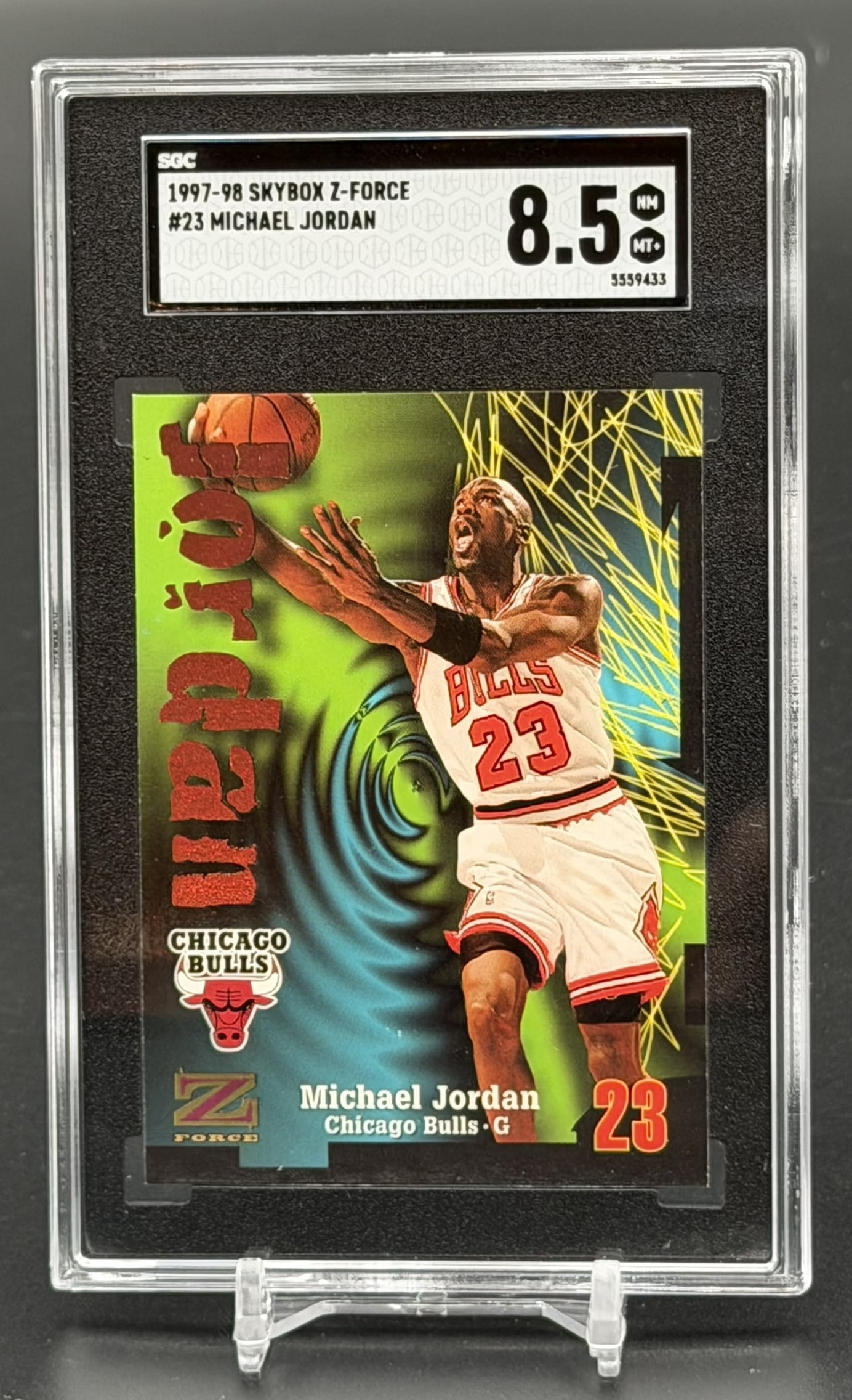 1997-98 SkyBox Z-Force Michael Jordan Base Card #23 SGC 8.5 NM/Mint Chicago Bulls Vintage Basketball (1 of 3)