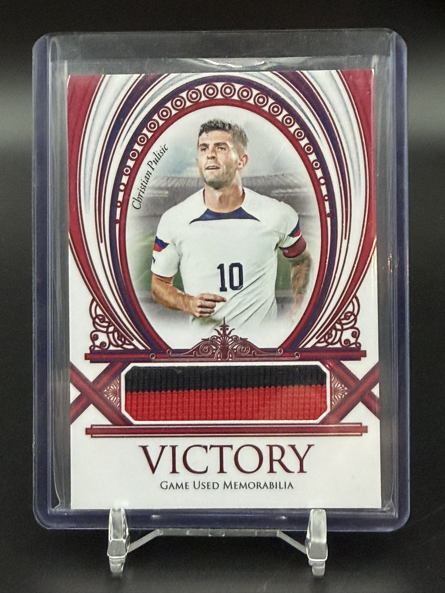 2025 Futera Unique Victory Christian Pulisic Game Worn Jersey Relic 04/05 USA AC Milan Ultra-Rare: Ultra-rare 2025 Futera Unique Victory memorabilia card featuring Christian Pulisic and an authentic game-worn AC Milan jersey swatch from the August 6, 2024 match against FC Barcelona at M&T Bank 