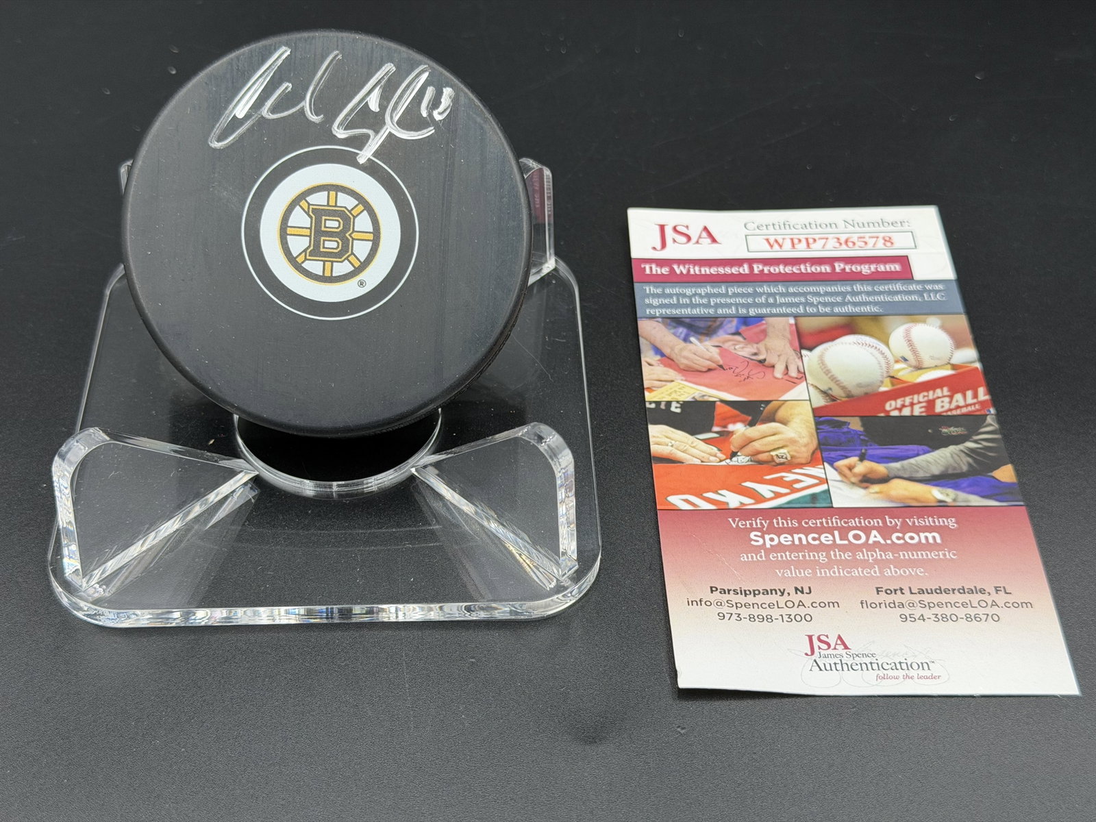 Charlie Coyle Boston Bruins Signed NHL Puck JSA COA New: NHL Puck signed with white marker by Boston Bruins Charlie Coyle. Includes a JSA Certificate of Authenticity (COA) and/or matching authentication sticker with QR code as shown in the accompanying phot