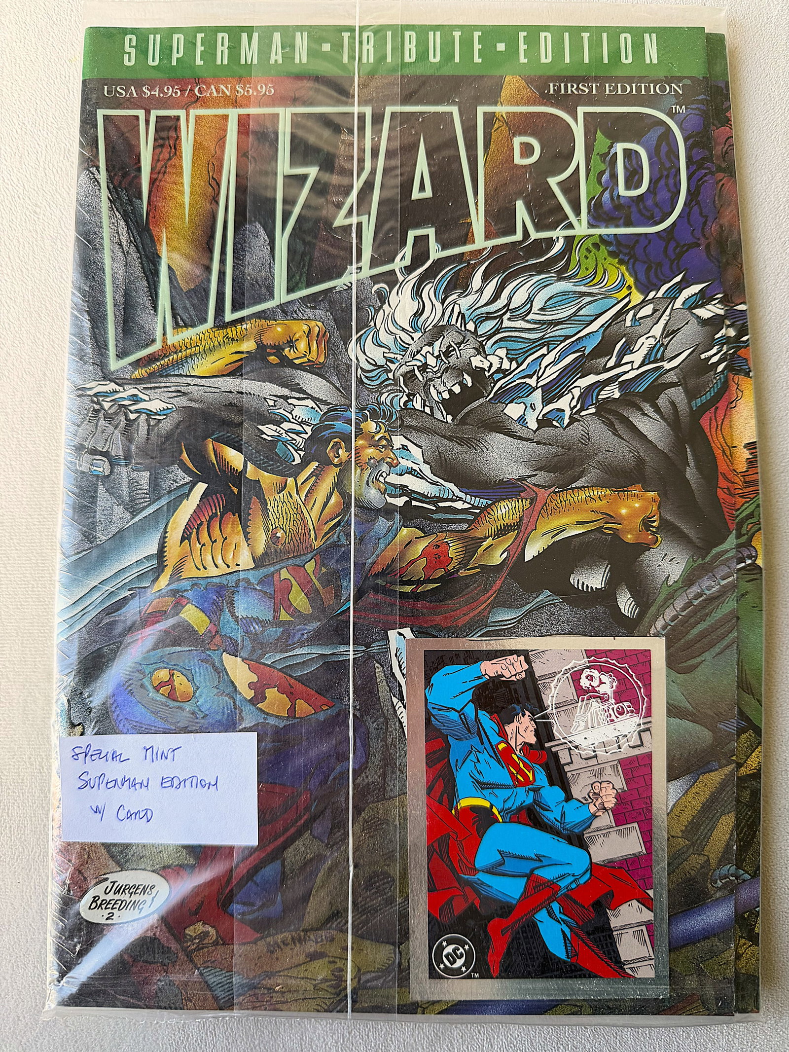 Wizard: Superman Tribute Edition (1993) – First Edition – "The Death of Superman": A premier acquisition for the historian of the "Modern Age" of comics: the Wizard: Superman Tribute Edition (1993). Published at the absolute zenith of the 1990s comic book explosion, this First Editi