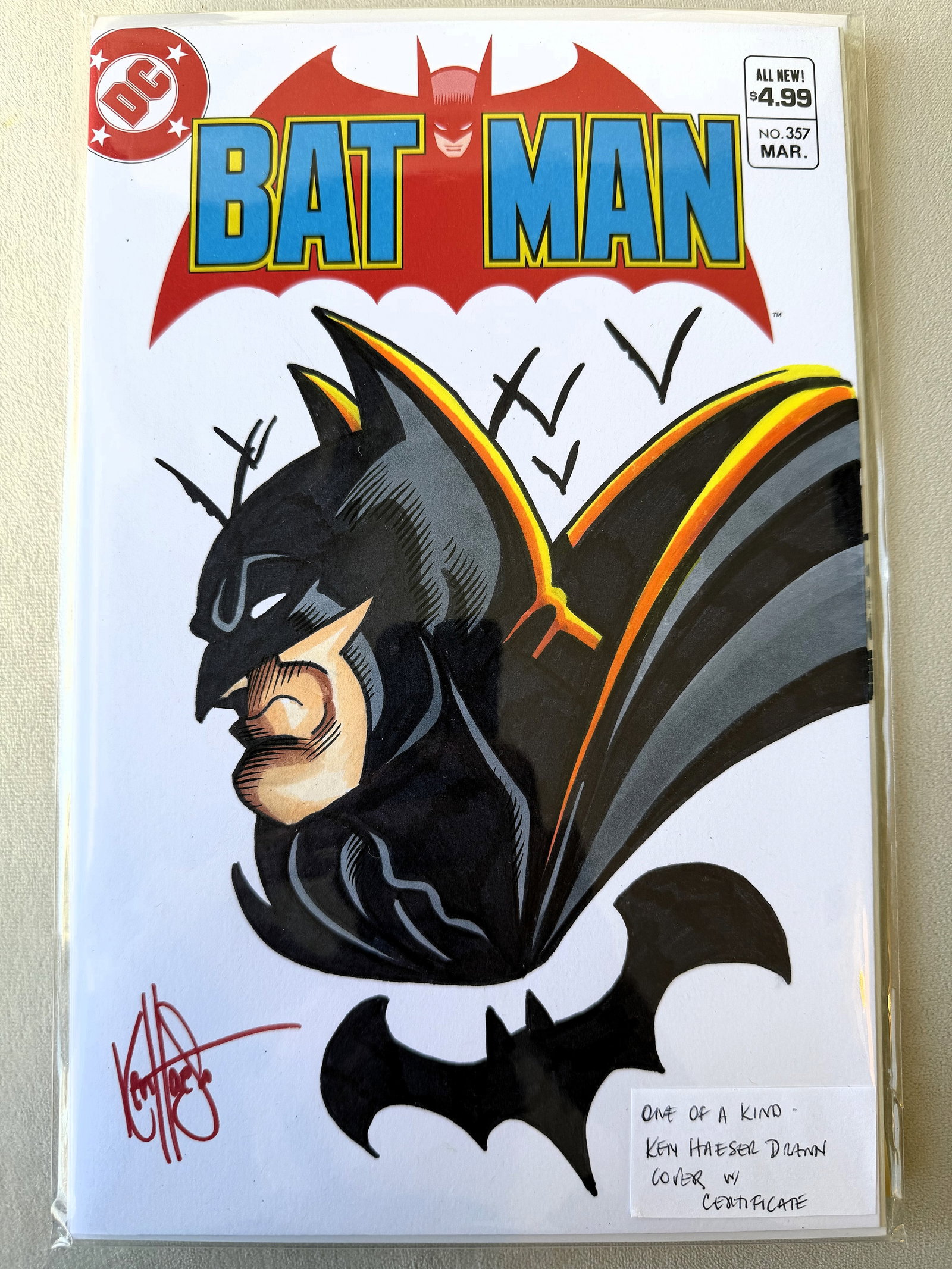 Batman #357 Facsimile (2022) Hand–Remarked "Original Art" Edition by Ken Haeser COA (1 of 3)