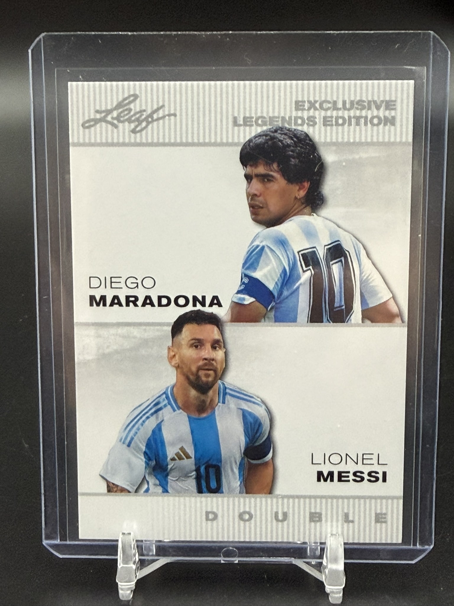 2025 Leaf Exclusive Legends Edition Double Diego Maradona Lionel Messi Soccer Card ELE-03 (1 of 2)