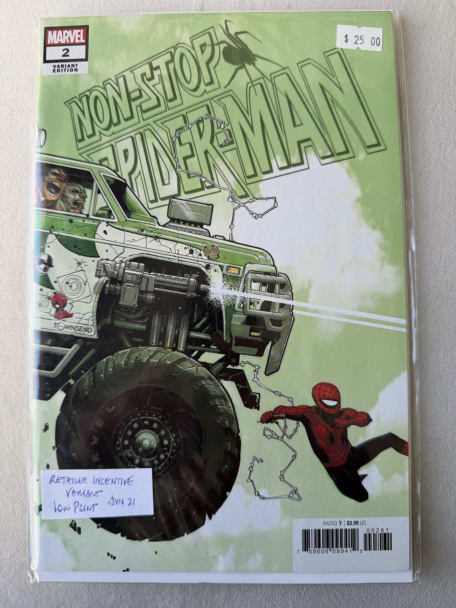 Non–Stop Spider–Man #2 (2021) – 1:25 Retailer Incentive Variant by Chris Bachalo: A standout acquisition for the modern variant collector: Non–Stop Spider–Man #2 (2021) featuring the rare 1:25 Retailer Incentive Variant. This series was a stylistic departure for Marvel,