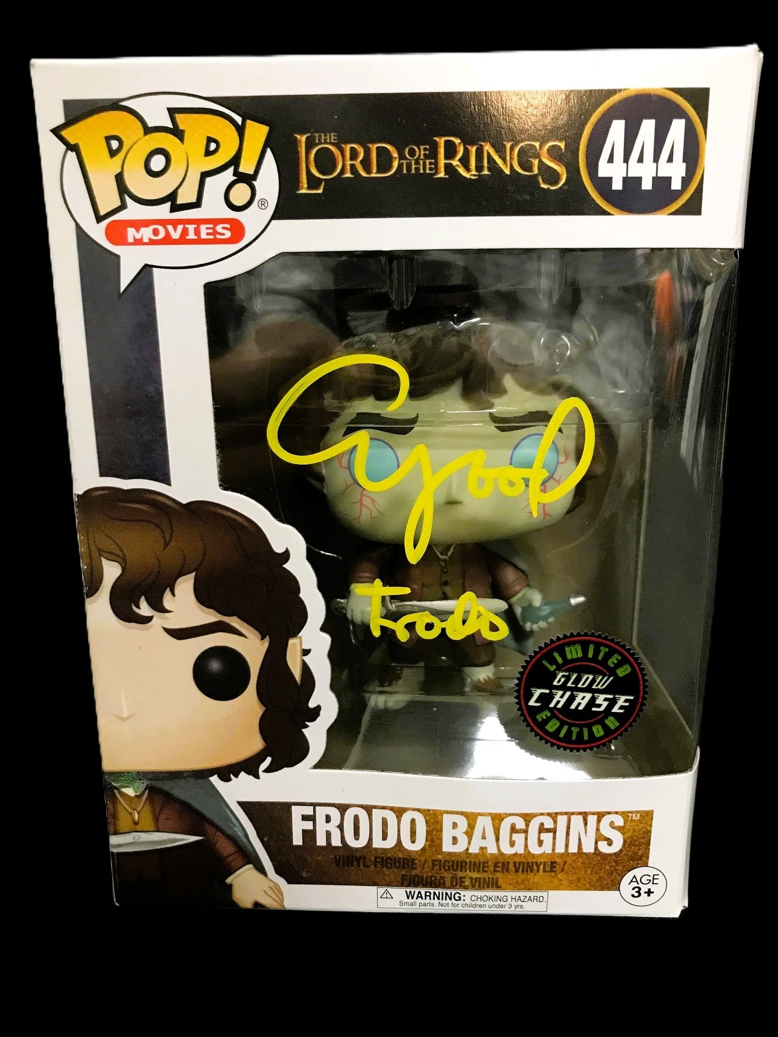 Elijah Wood Signed Frodo Baggins Funko Pop! #444 (Glow Chase Limited Edition) WWOC COA (1 of 3)