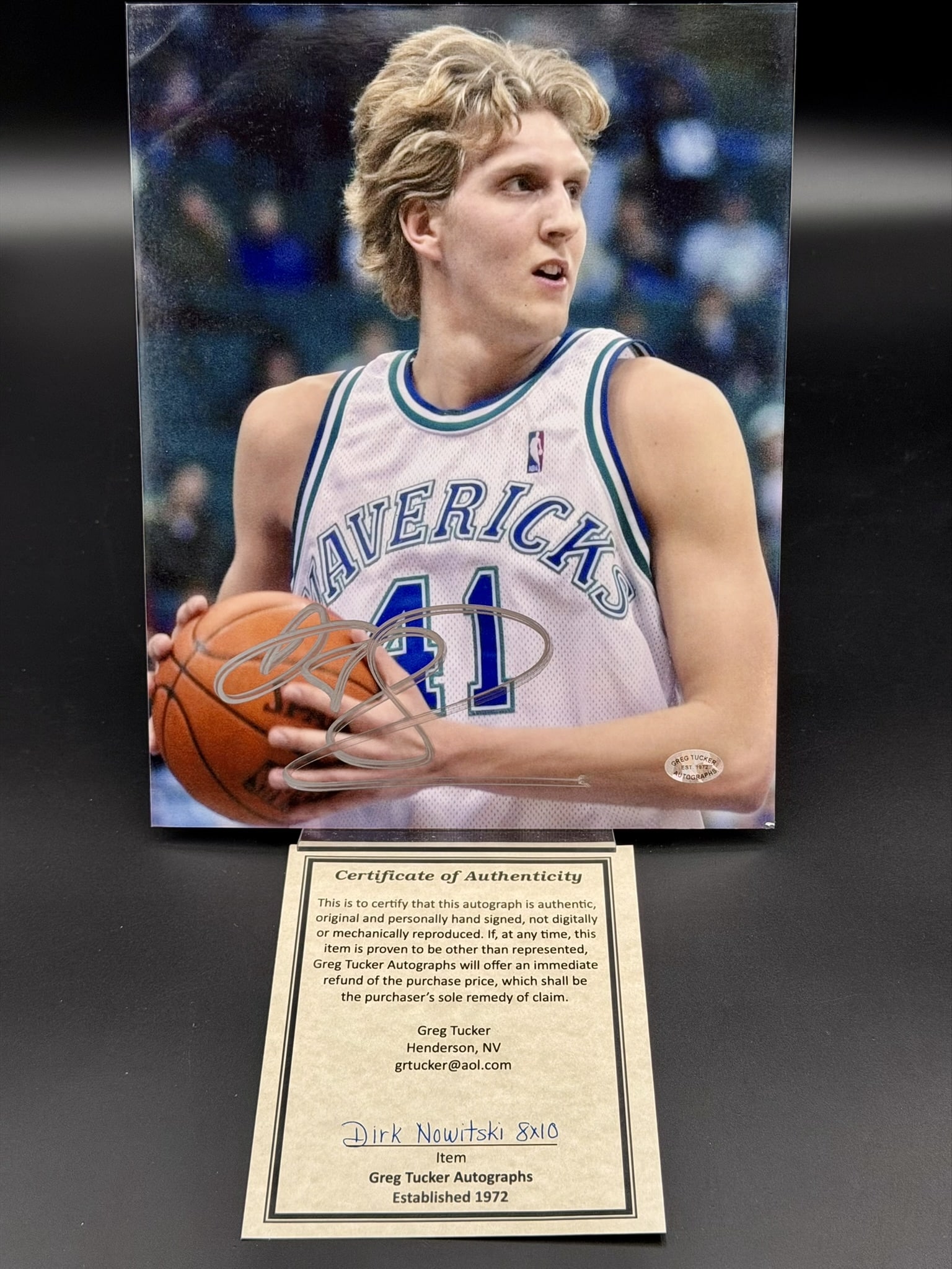 Dirk Nowitzki Signed Dallas Mavericks Photo w/ Greg Tucker COA 8" × 10" (1 of 7)