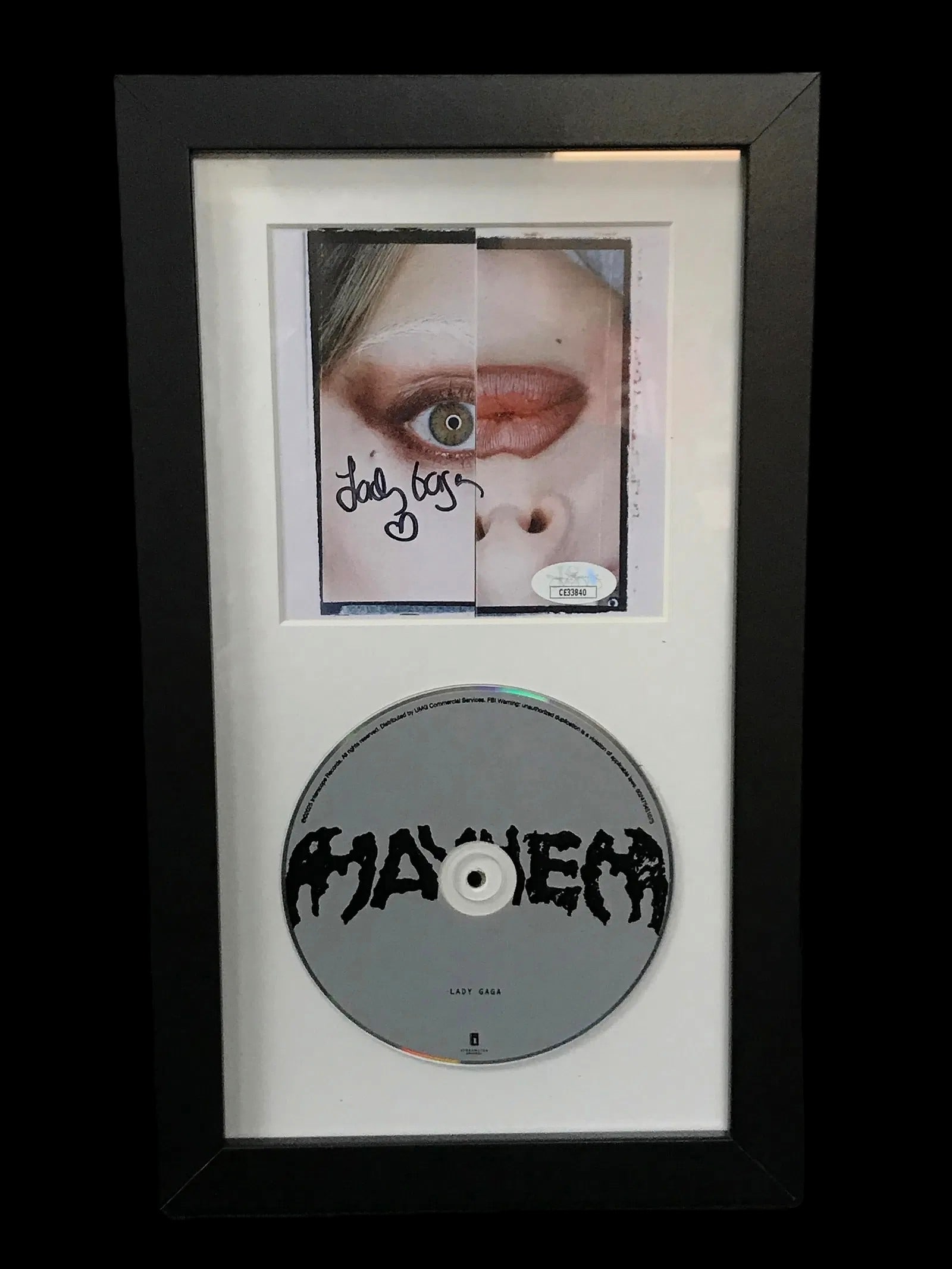 Lady Gaga Signed "MAYHEM" CD Framed Presentation/Display Piece JSA COA (1 of 2)