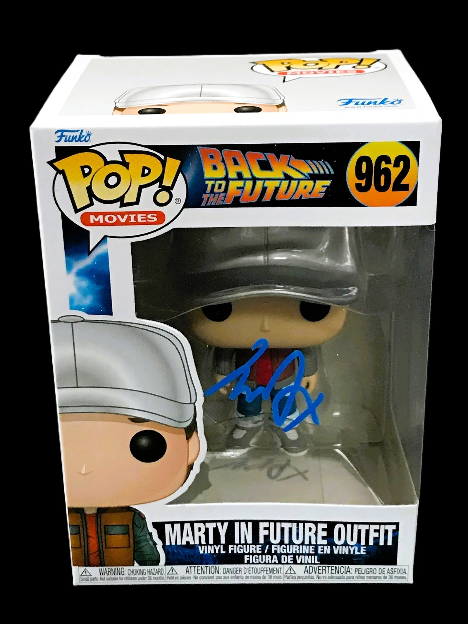 Michael J. Fox Signed Funko Pop! "Back to the Future: Marty in Future Outfit" #962 WWOC COA: Autographed Funko Pop! Movies figure from Back to the Future: Marty in Future Outfit (#962). Signature appears on the front window (see photos). Includes WWOC COA. Highlights Pop! Movies Back to the F