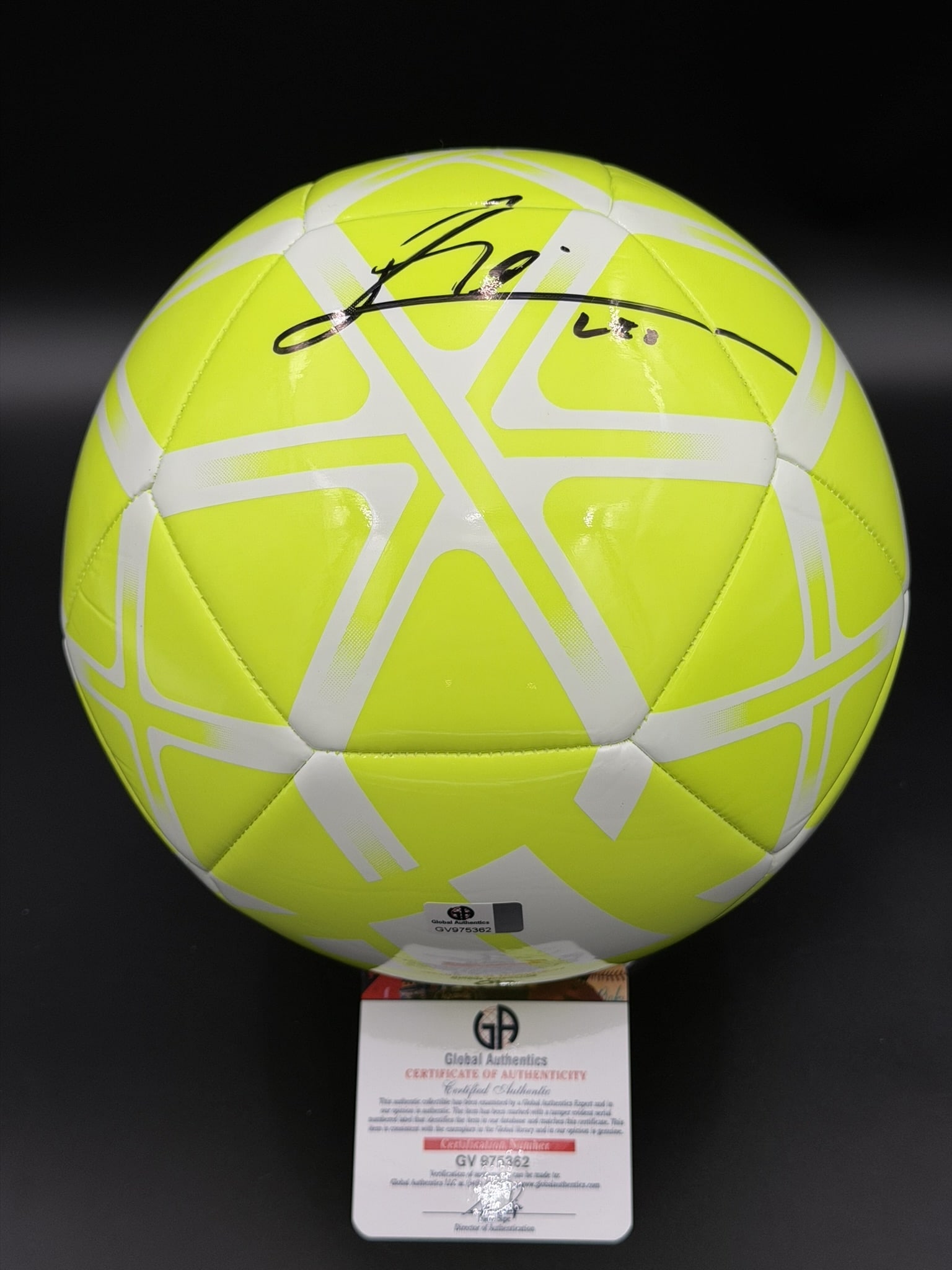 Lionel Messi Signed Yellow Soccer Ball GA COA NWOT (1 of 5)