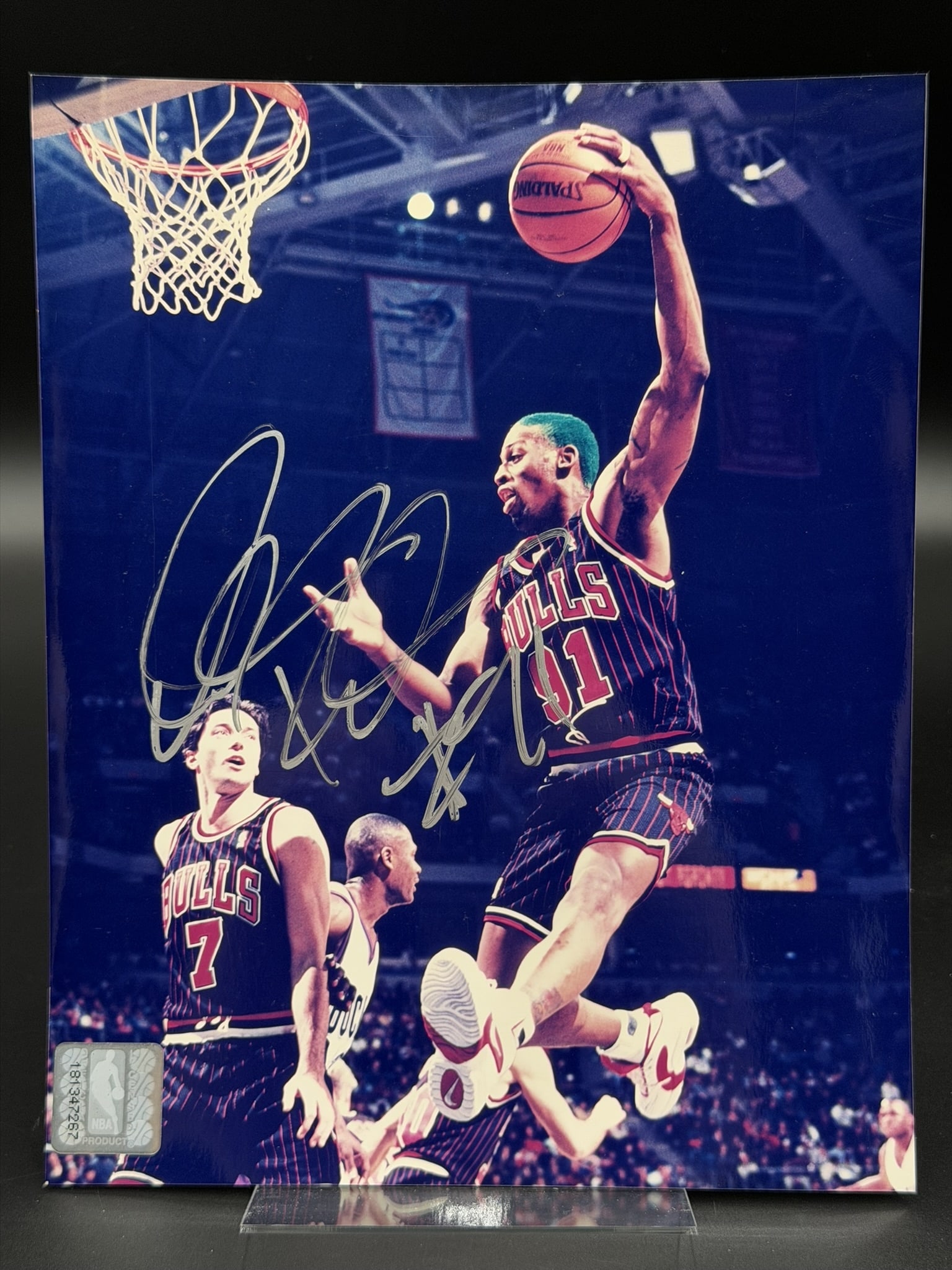 Dennis Rodman w/ Green Hair Autographed Chicago Bulls 8"×10" Photo w/ COA (1 of 15)